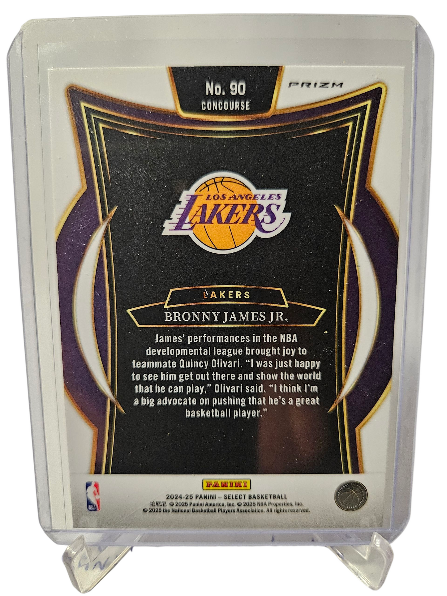 2024-25 Panini Select #90 Bronny James JR Rookie Card Tri Color Wave Prizm