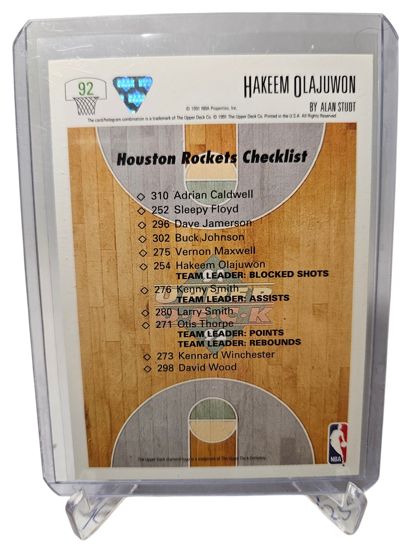 1991 Upper Deck #92 Hakeem Olajuwon Housten Rockets Checklist