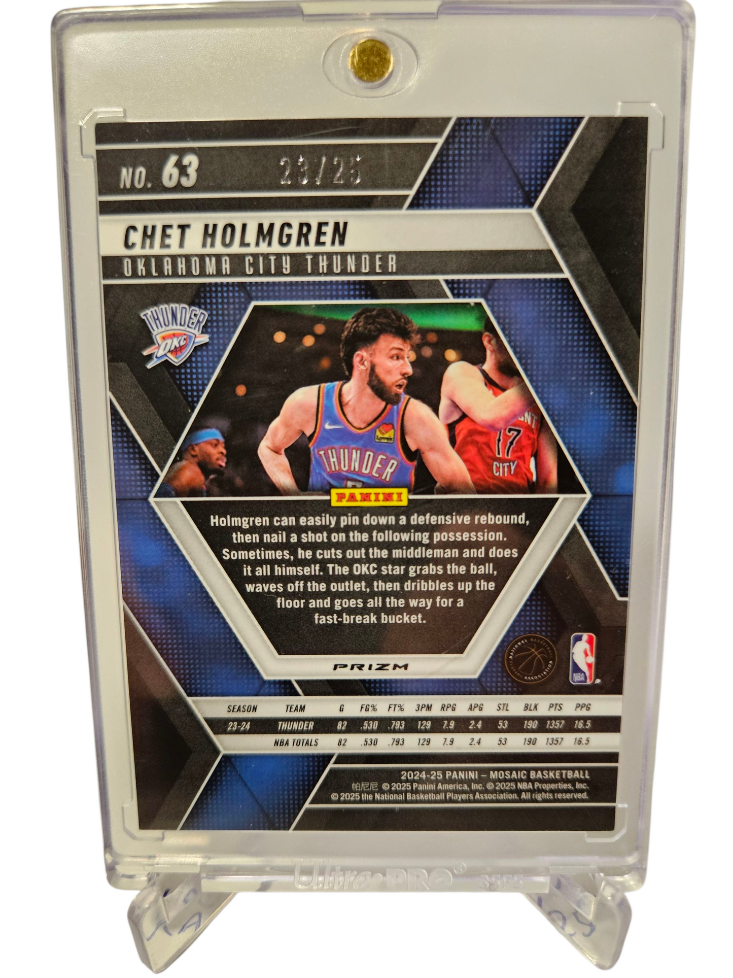 2024-25 Panini Mosaic #63 Chet Holmgren White Mosaic Prizm 23/25