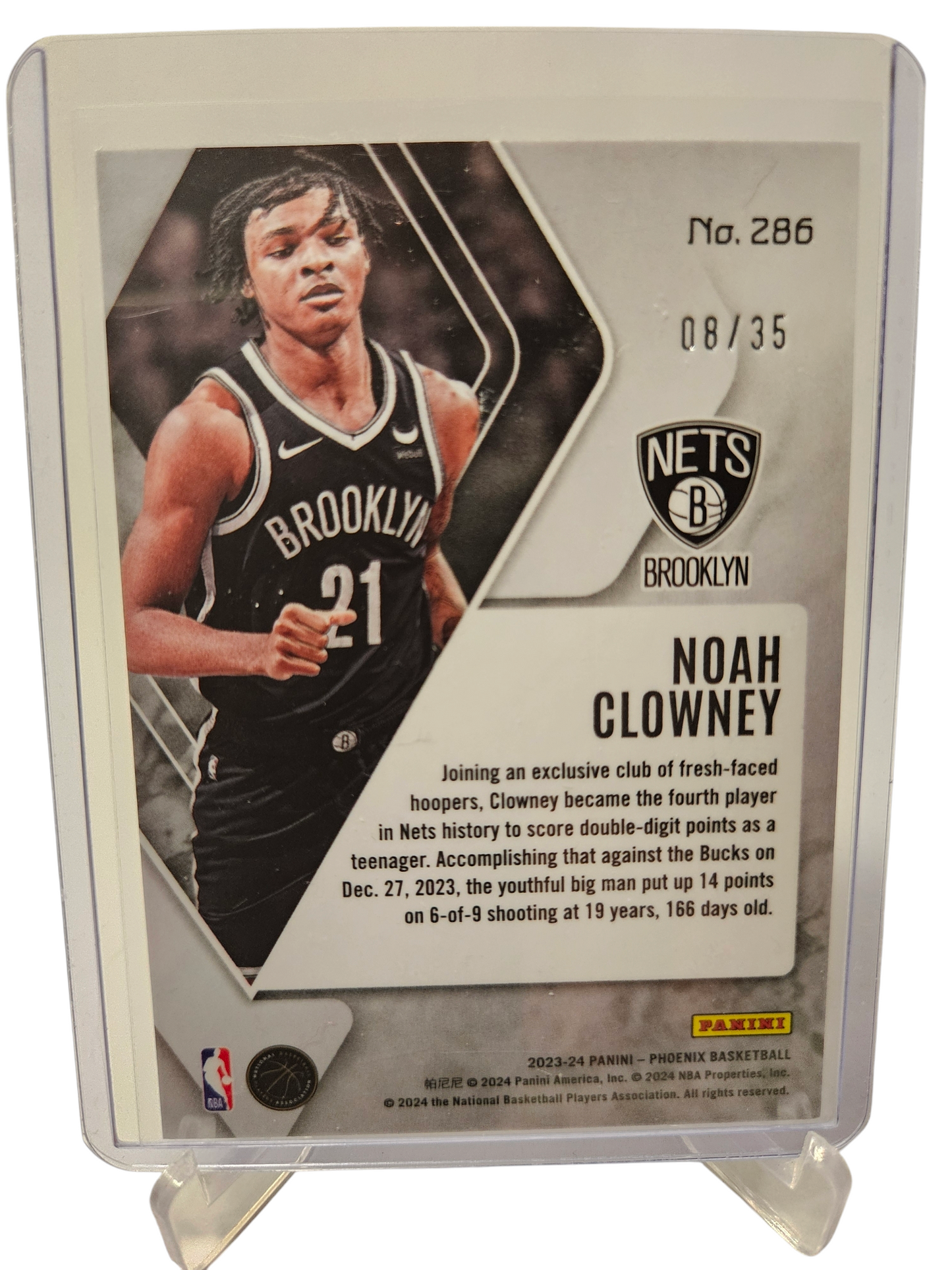 2023-24 Panini Phoenix #286 Noah Clowney Rookie Card Blue Scope 08/35