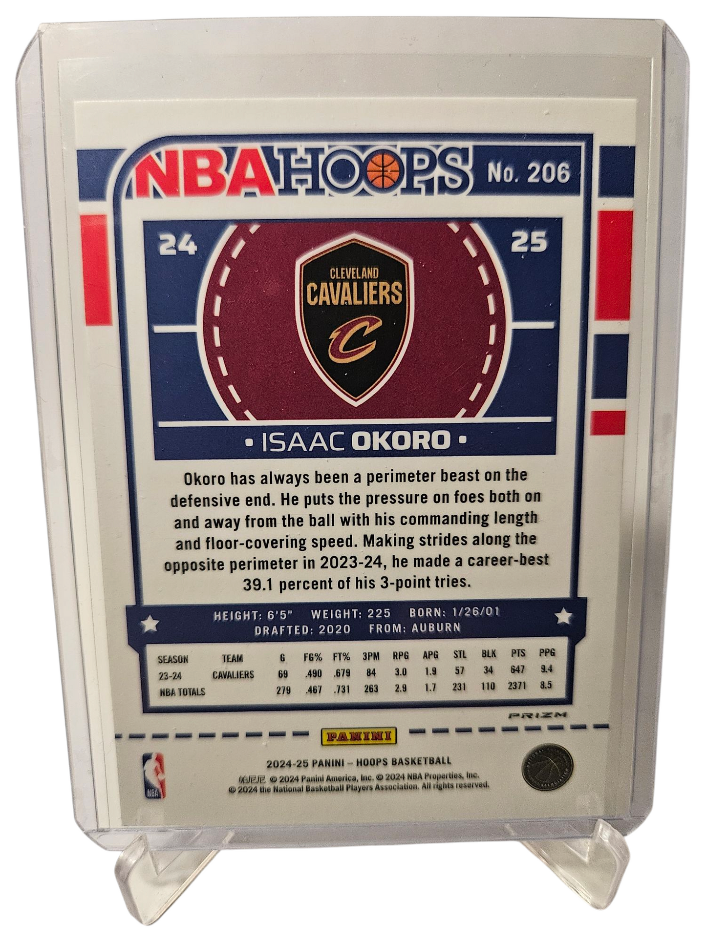 2024-25 Panini Hoops #25 Isaac Okoro Premium Silver Holo Prizm