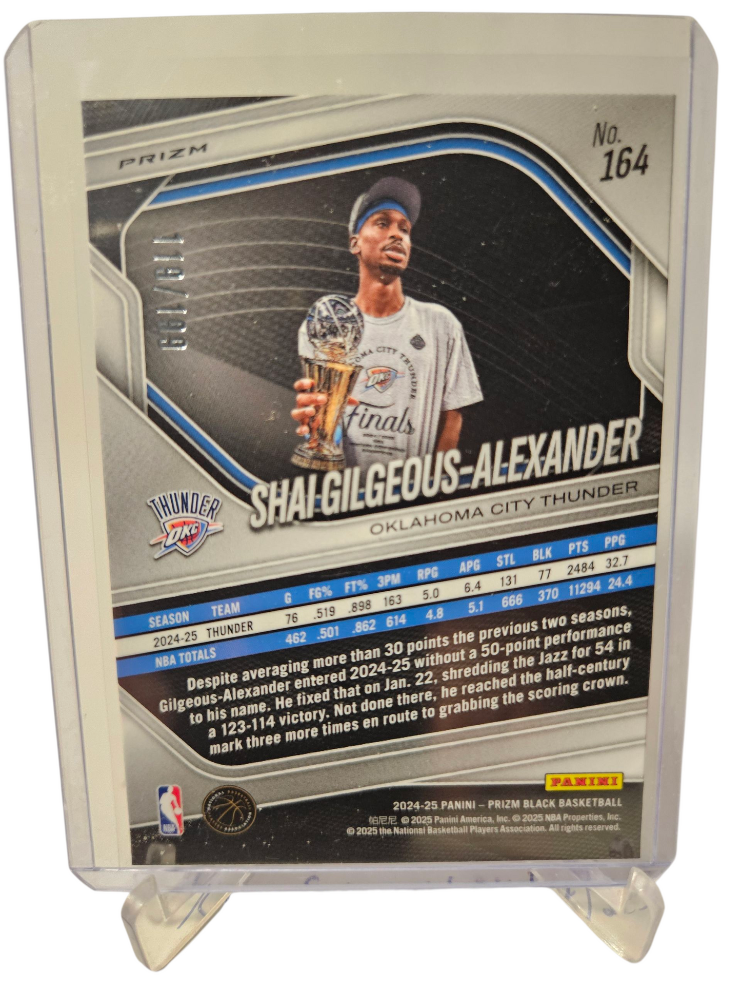 2024-25 Panini Prizm Black #164 Shai Gilgeous-Alexander Blue Prizm 119/199