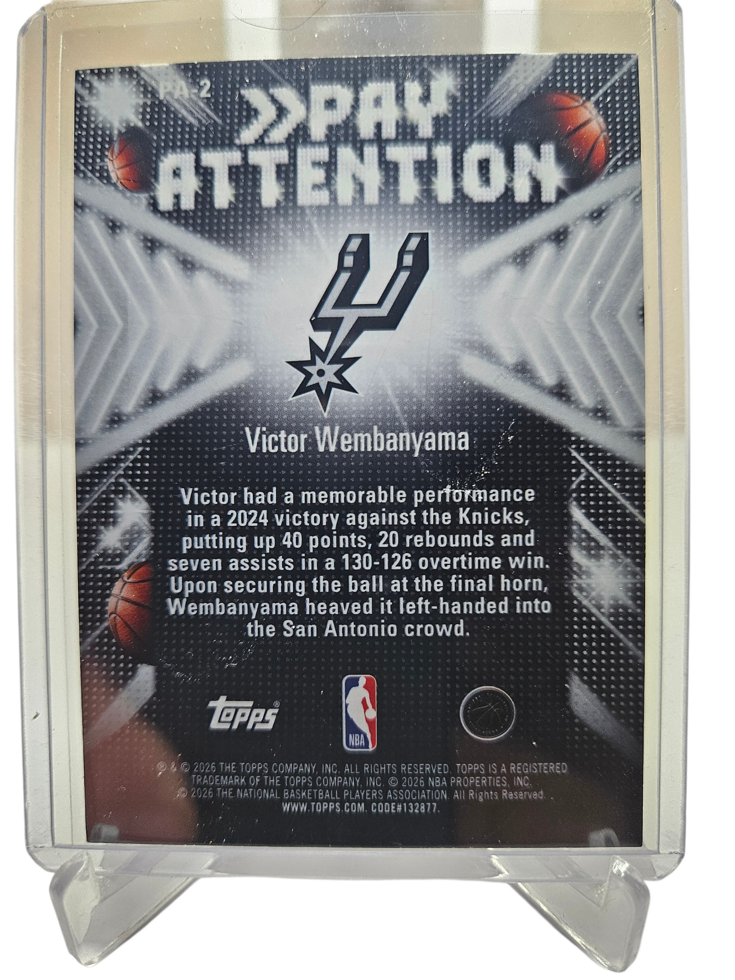 2025-26 Topps Hoops #PA-2 Victor Wembanyama Pay Attention