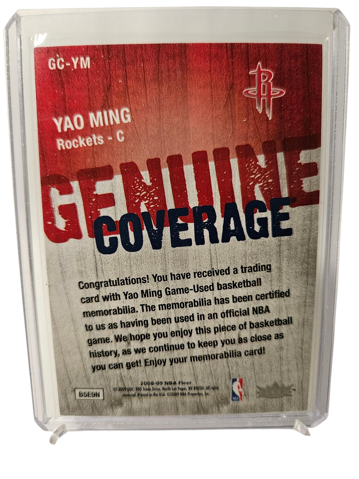 2008-09 Fleer #GC-YM Yao Ming Genuine Coverage Duel Game Worn Patches