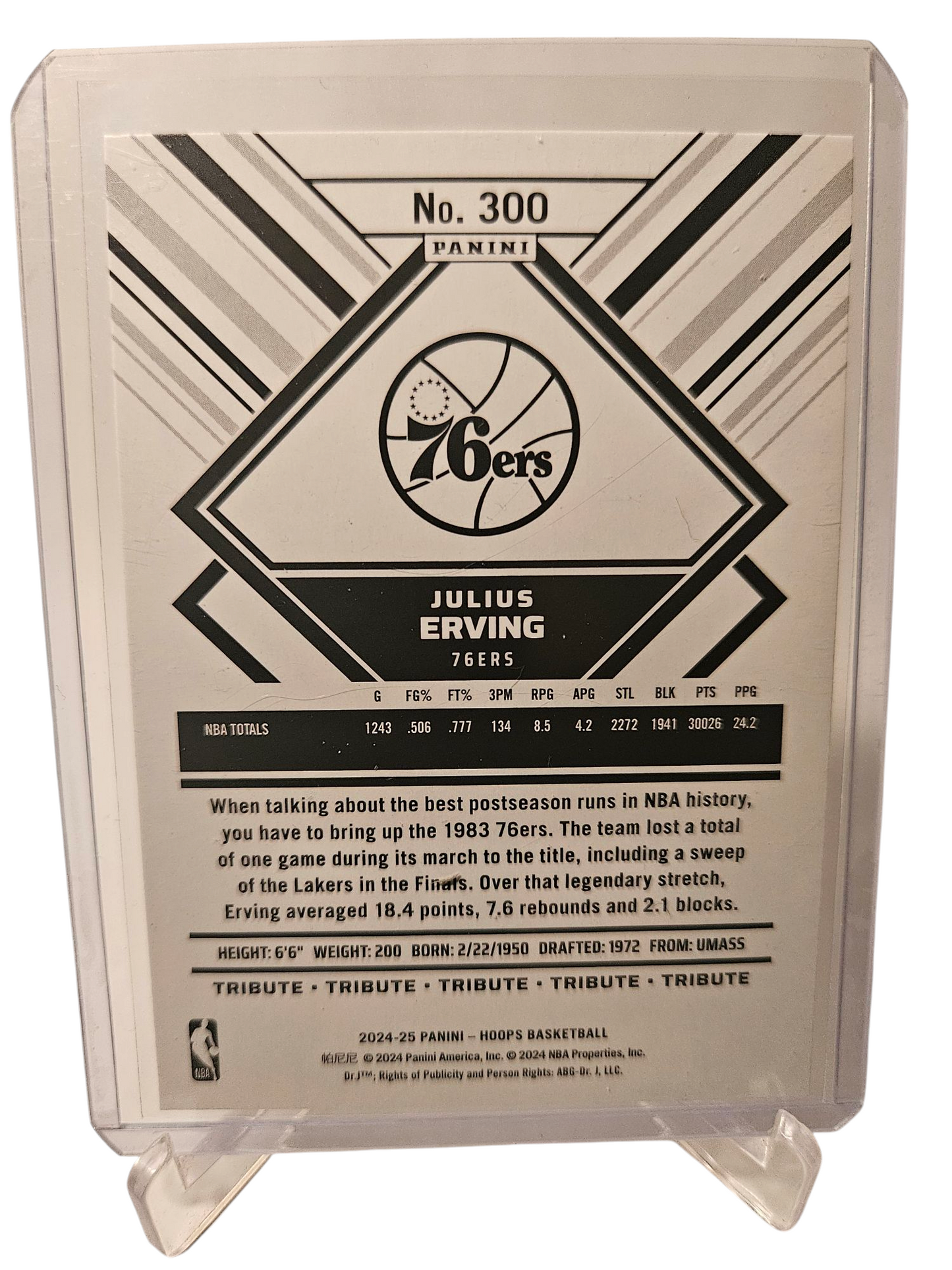 2024-25 Panini Hoops #300 Julius Erving Hoops Tribute
