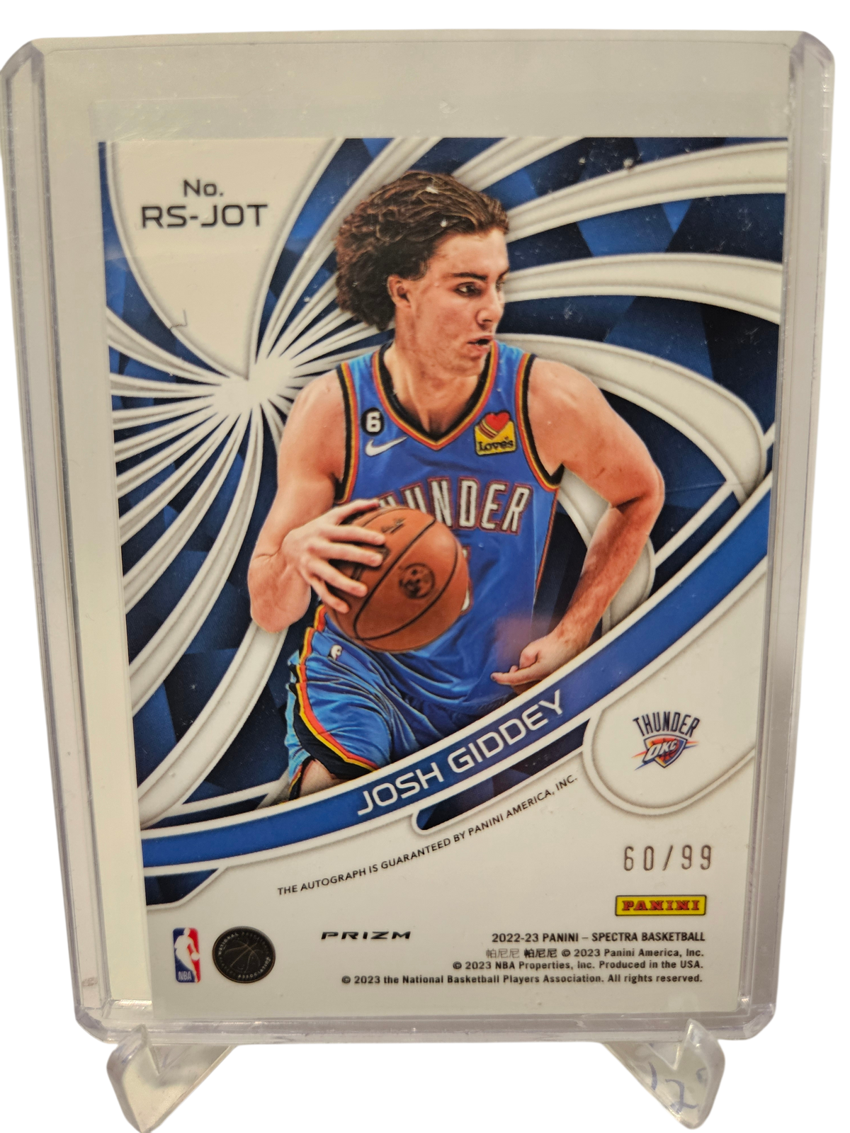 2022-23 Panini Spectra #RS-JOT Josh Giddey Radiant Signatures Autograph Prizm 60/99