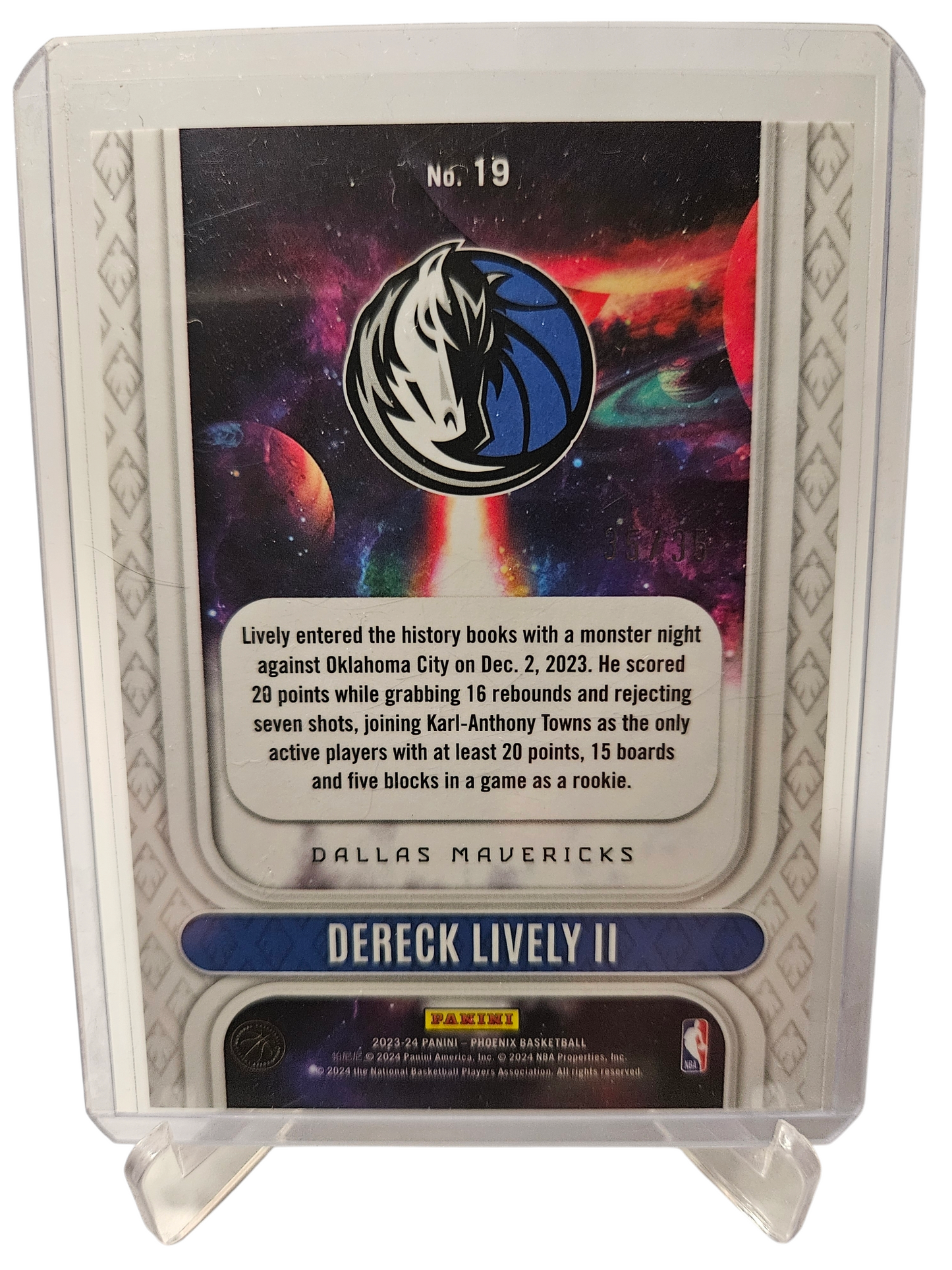 2023-24 Panini Phoenix #19 Dereck Lively II Rookie Rising Blue Scope 35/35