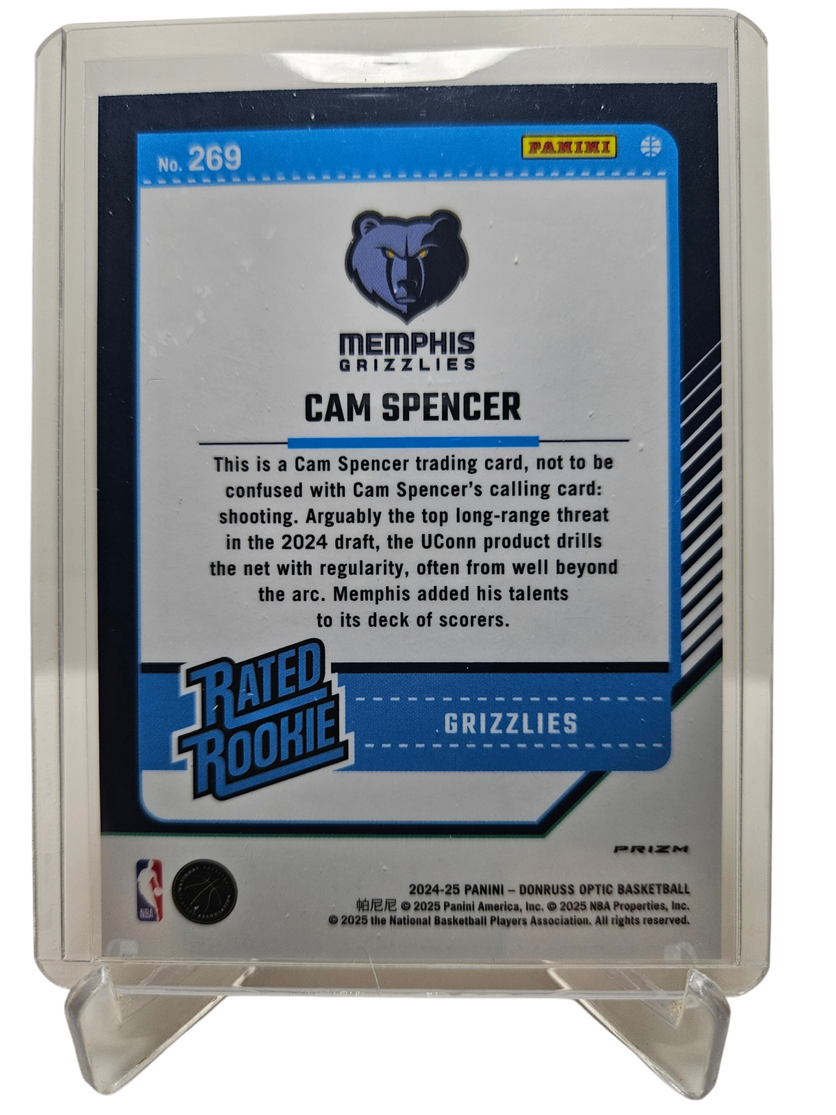 2024-25 Panini Donruss Optic (Sparkle Pack) #269 Cam Spencer Rated Rookie Red Sparkle Prizm