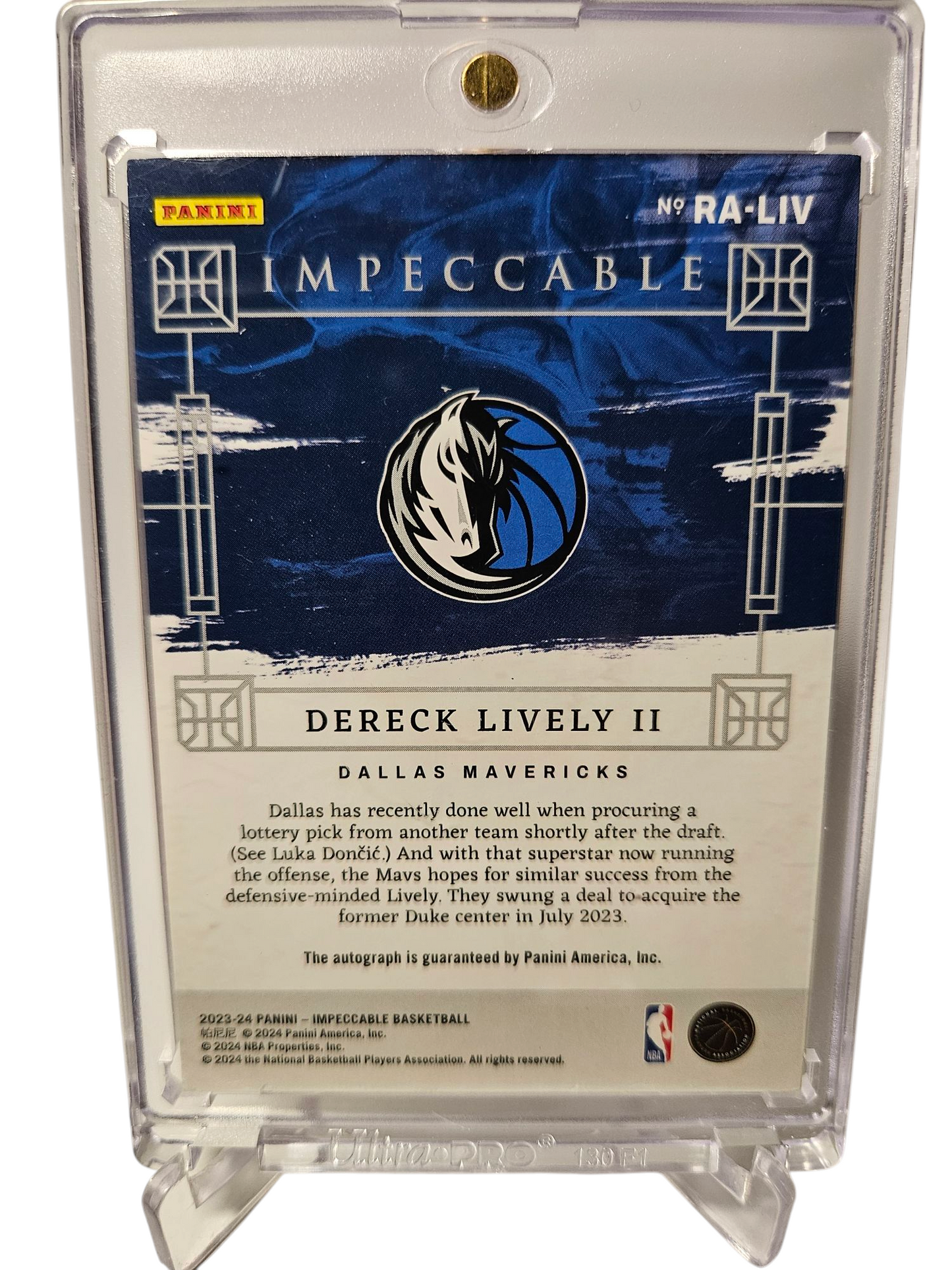 2023-24 Panini Impeccable #RS-LIV Dereck Lively II Rookie Card On Card Autograph 88/90