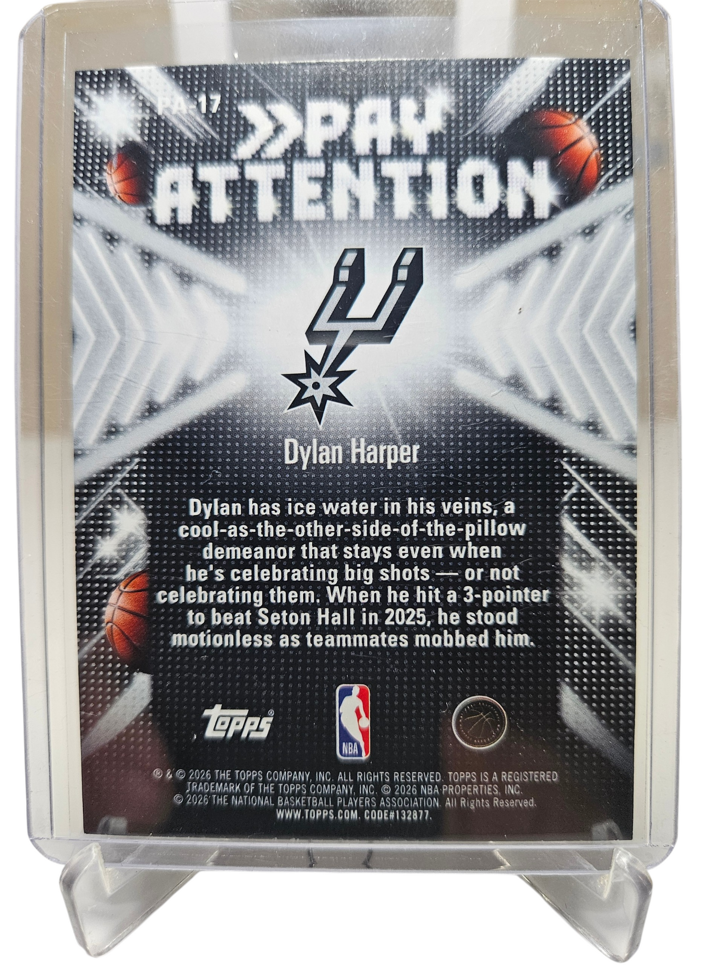 2025-26 Topps Hoops #PA-17 Dylan Harper Rookie Card Pay Attention