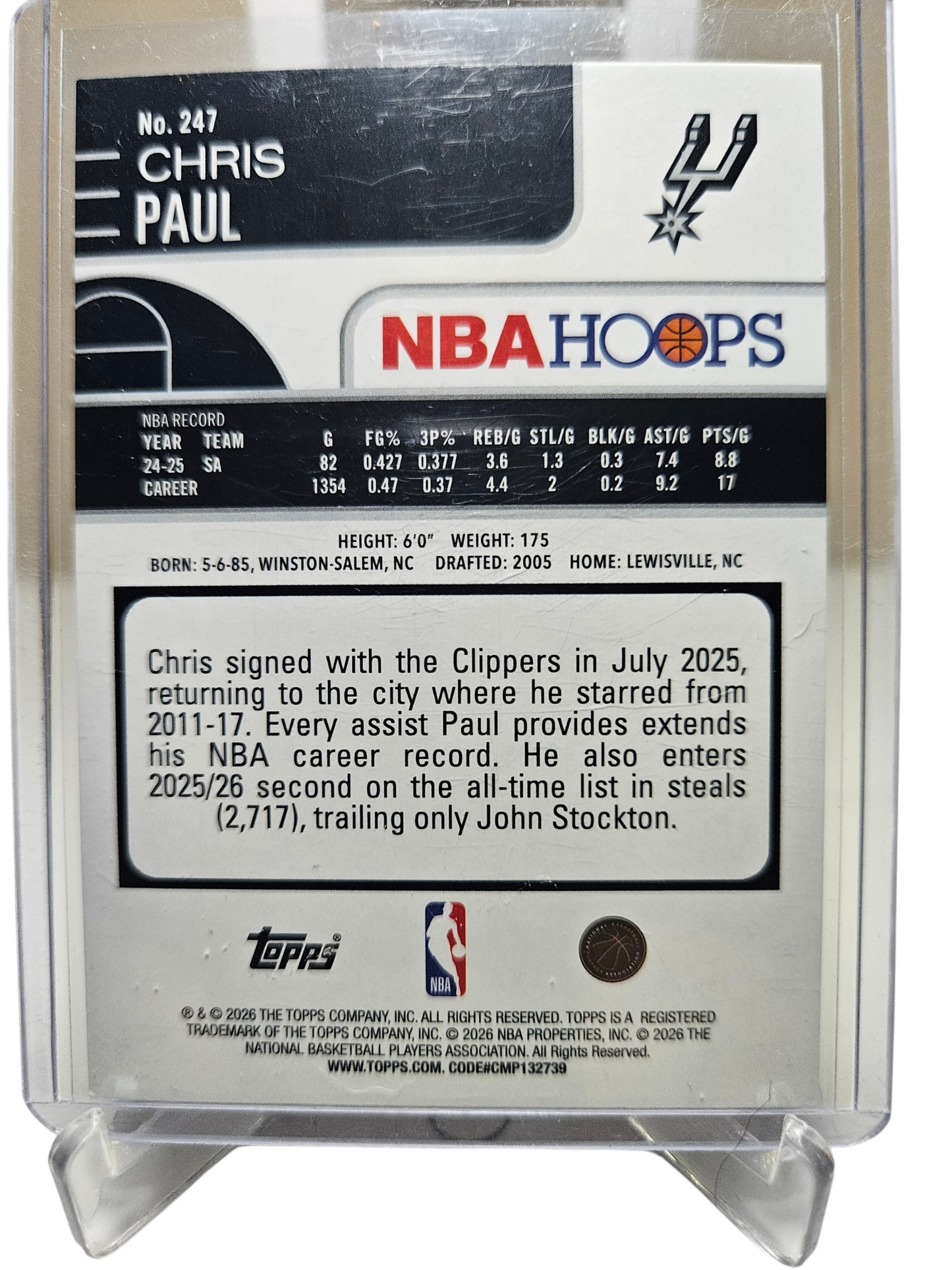 2025-26 Topps Hoops #247 Chris Paul Blue Pixel Burst 144/149