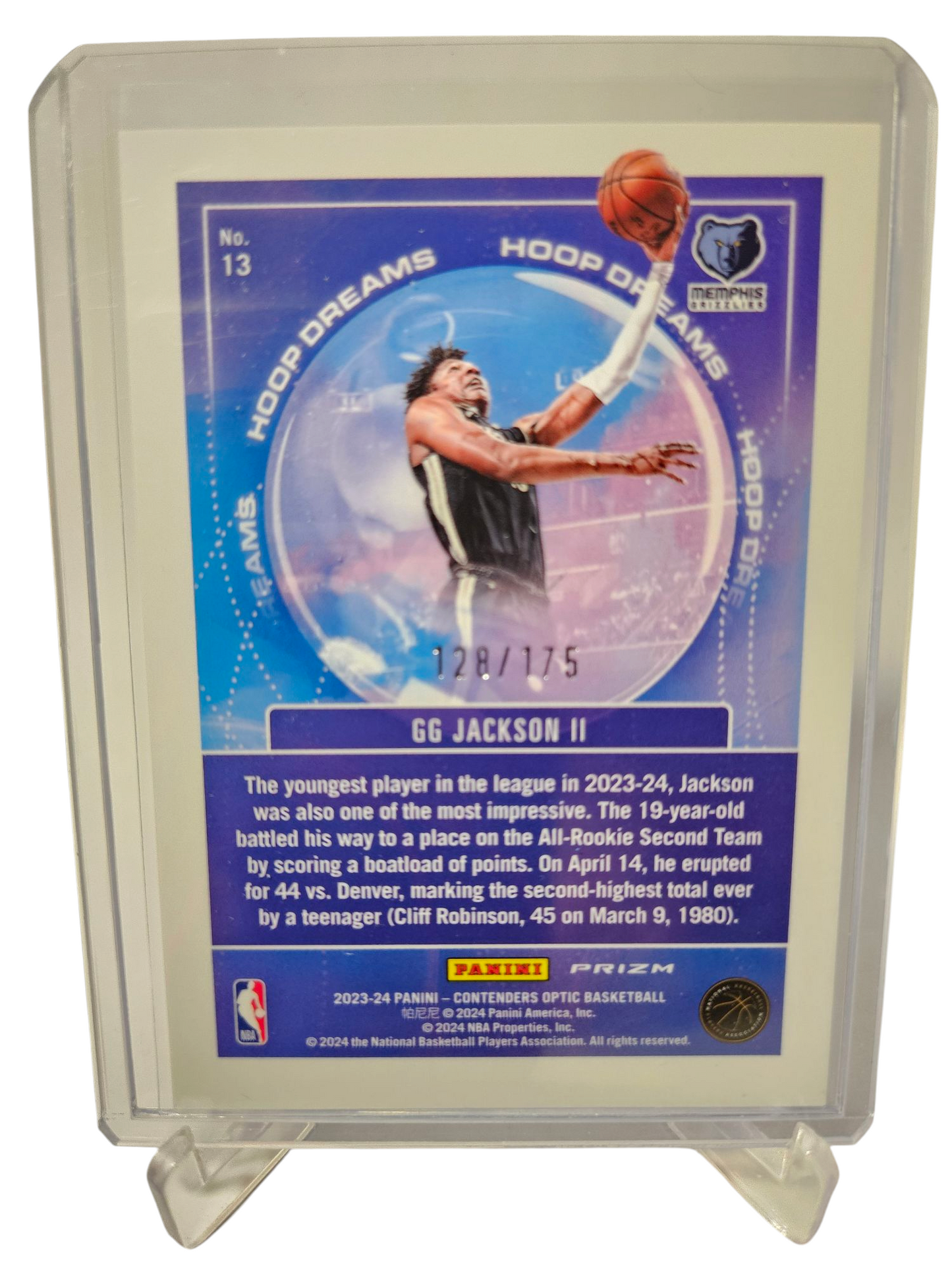 2023-24 Panini Contenders Optic #13 GG Jackson II Rookie Card Hoops Dreams Red Cracked Ice Prizm 128/175