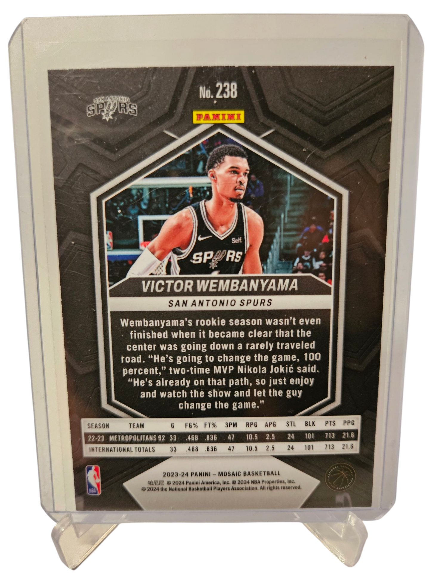 2023-24 Panini Mosaic #238 Victor Wembanyama Rookie Card