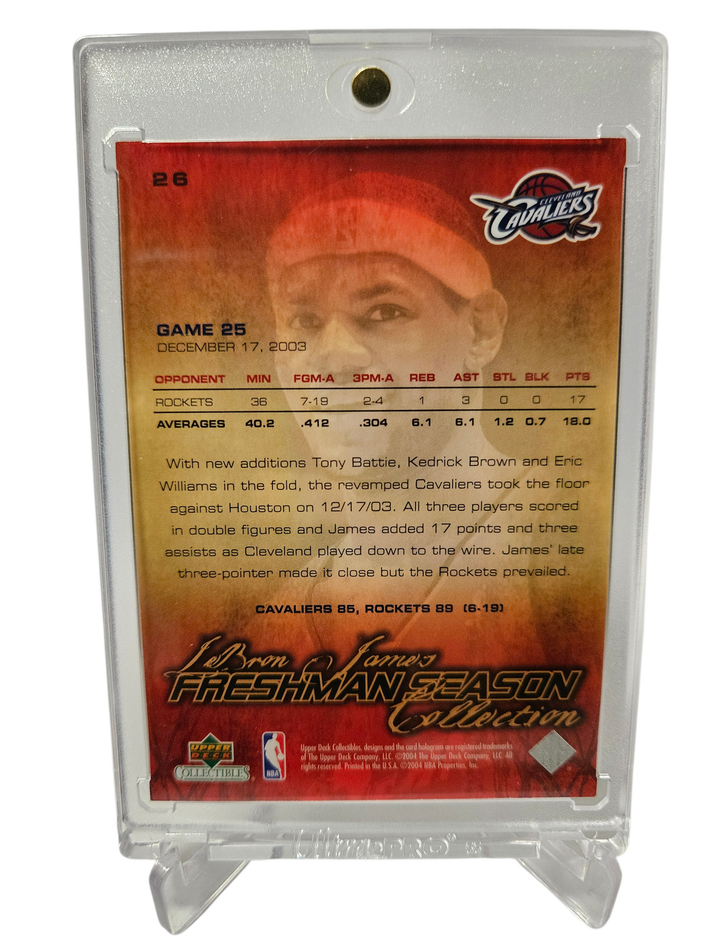 2004 Upper Deck #26 Lebron James Rookie Card Freshman Season