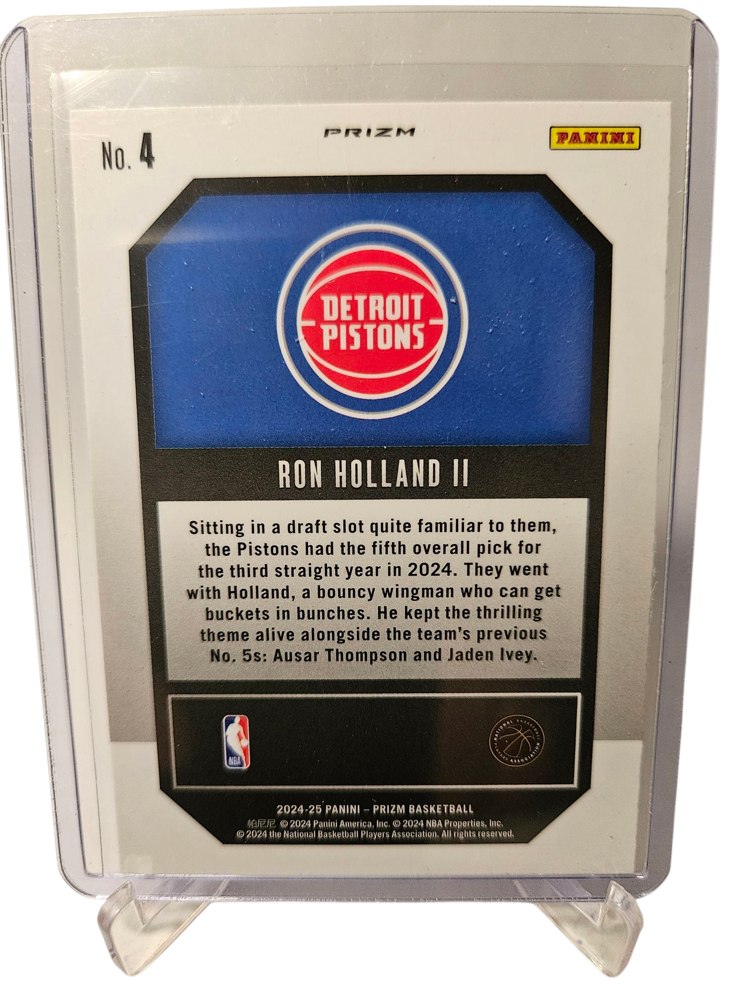 2024-25 Panini Prizm #4 Ron Holland II Rookie Card Emergent Silver Prizm