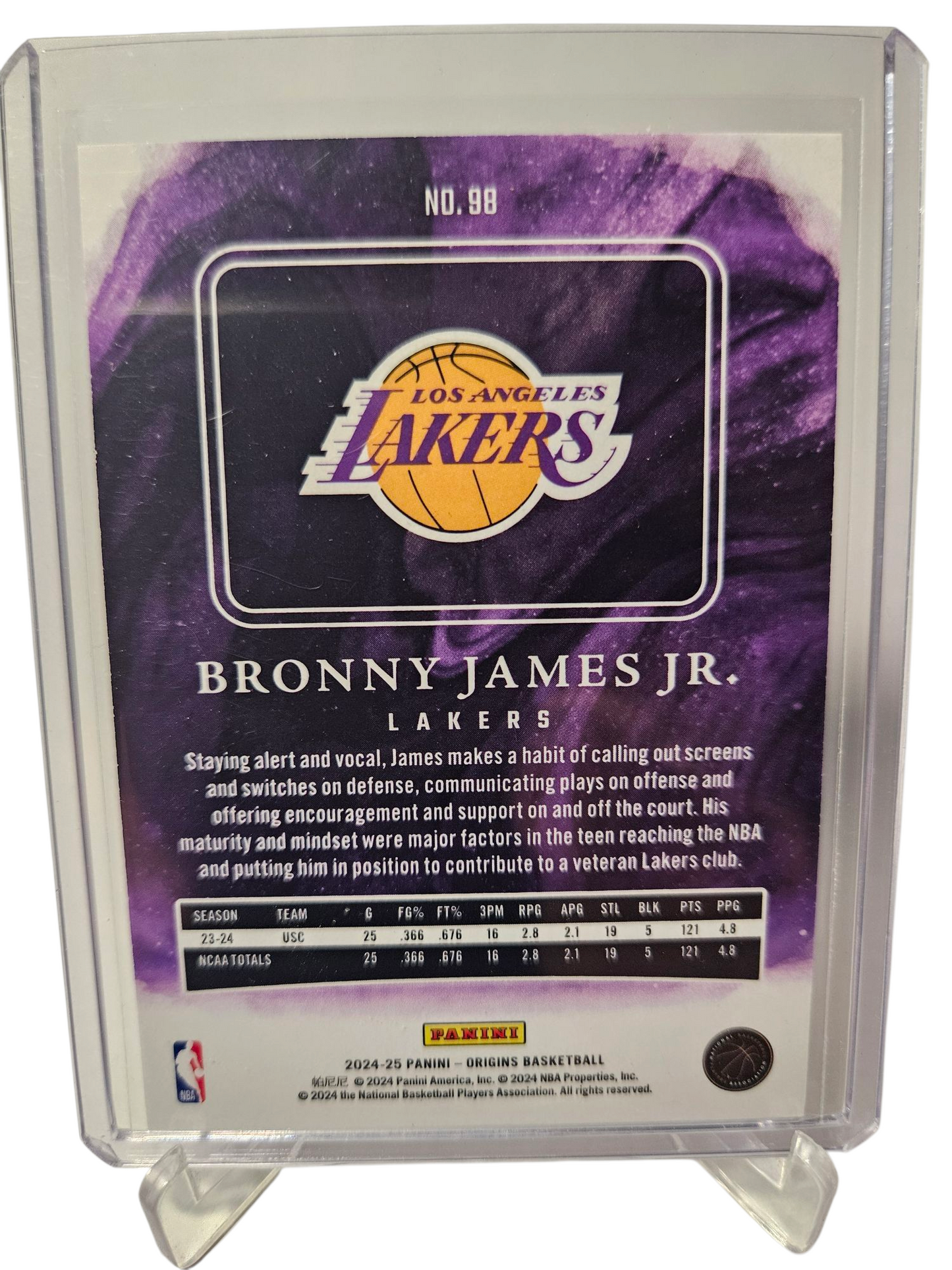 2024-25 Panini Origins #98 Bronny James JR Rookie Card