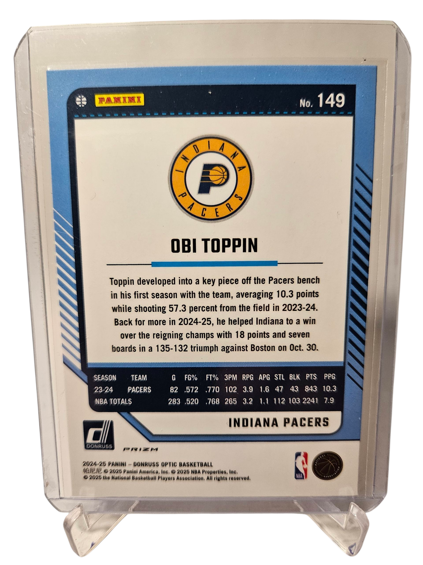 2024-25 Panini Donruss Optic #149 Obi Toppin Silver Holo Prizm