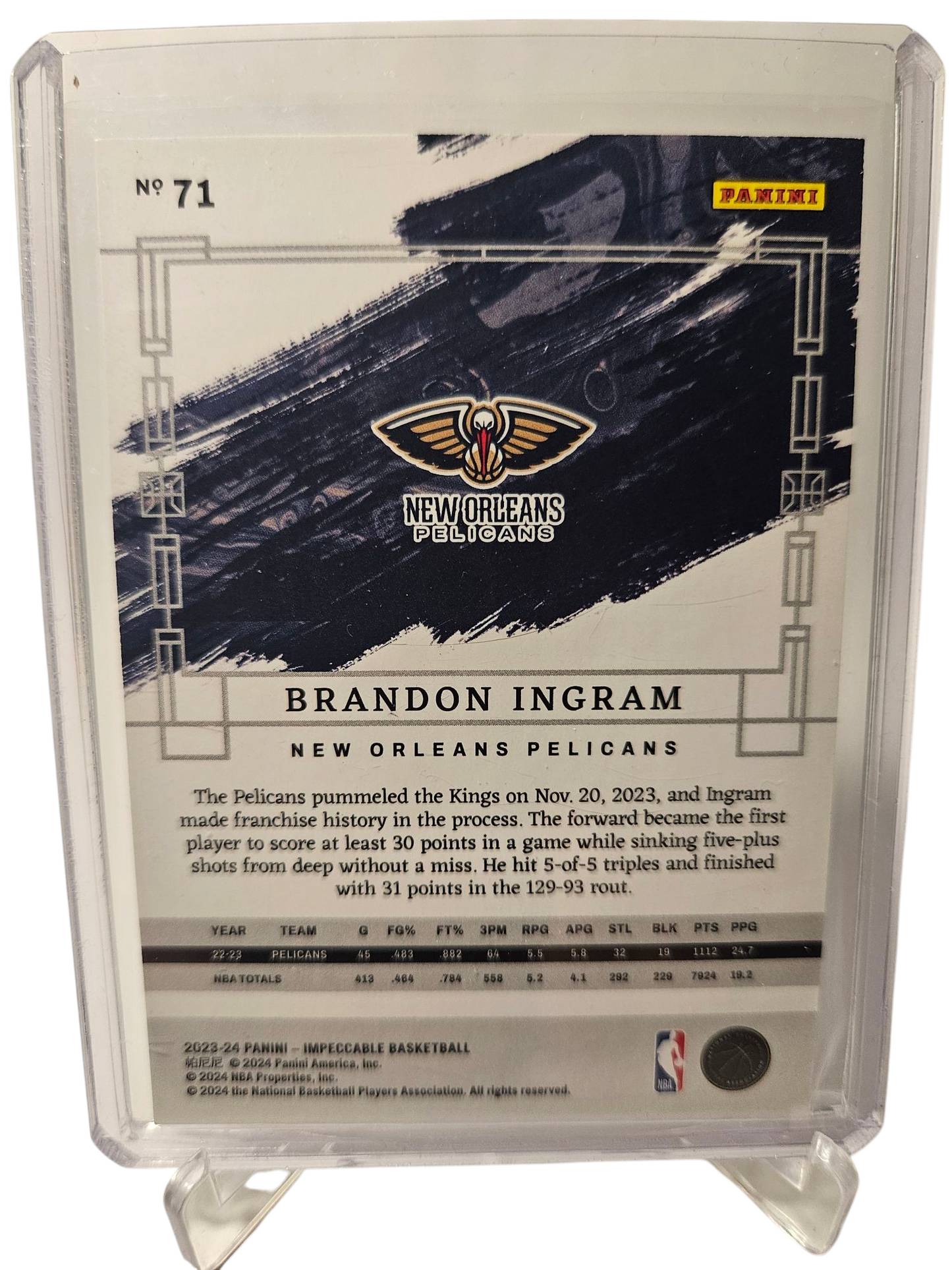 2023-24 Panini Impeccable #71 Brandon Ingram
