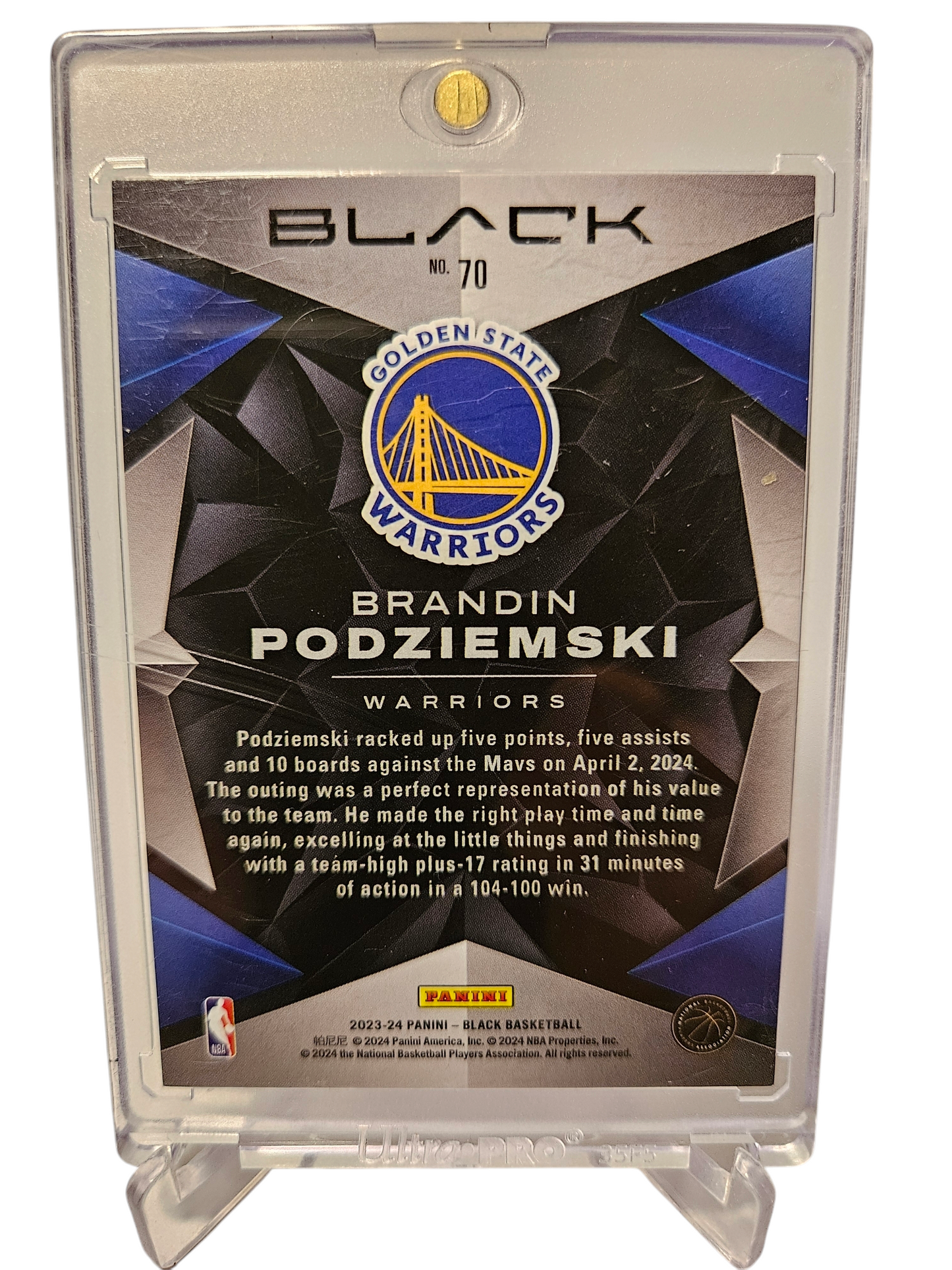 2023-24 Panini Black #70 Brandin Podziemski Rookie Card Copper 27/35