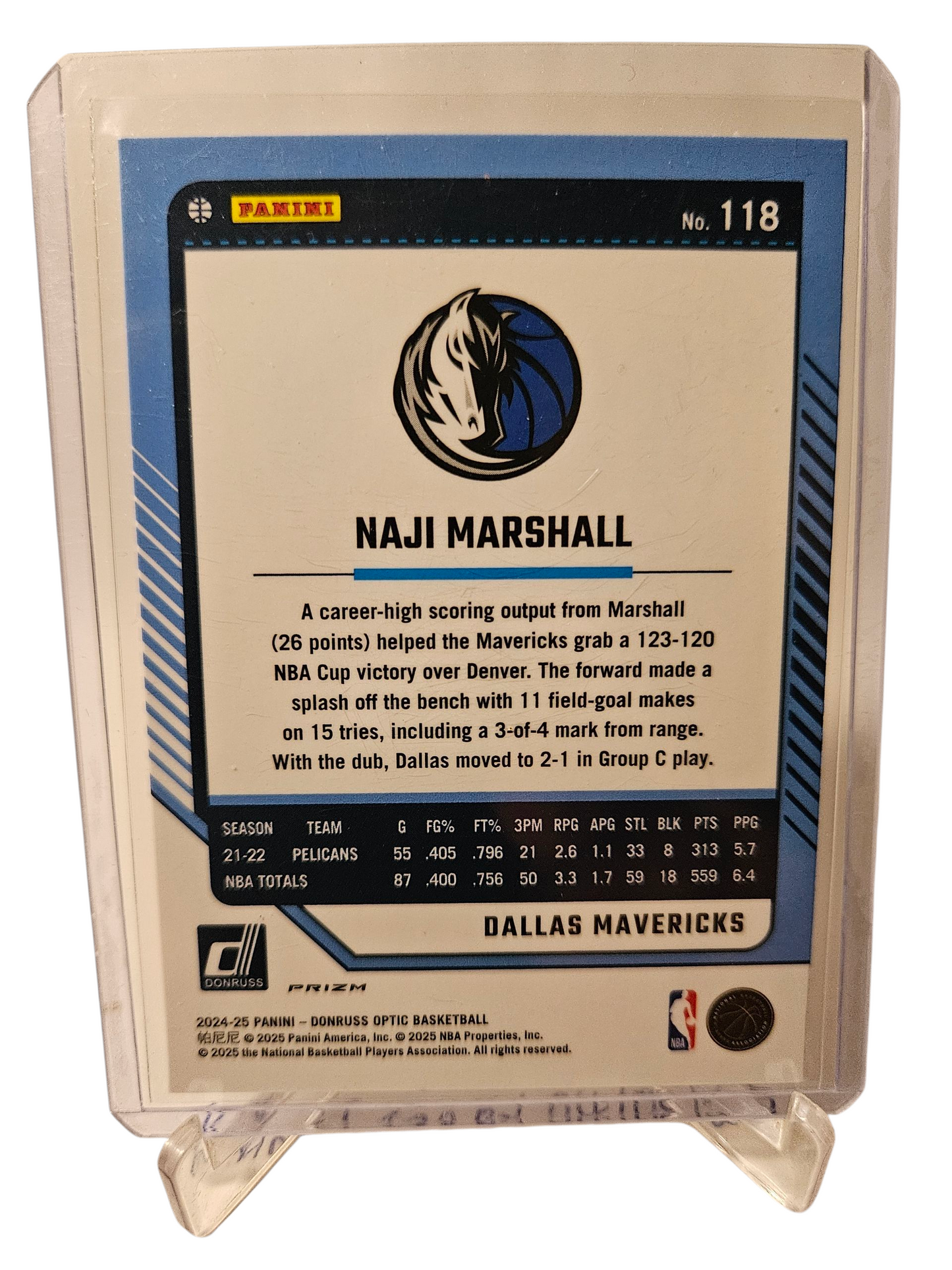 2024-25 Panini Donruss Optic #118 Naji Marshall Purple Holo Prizm