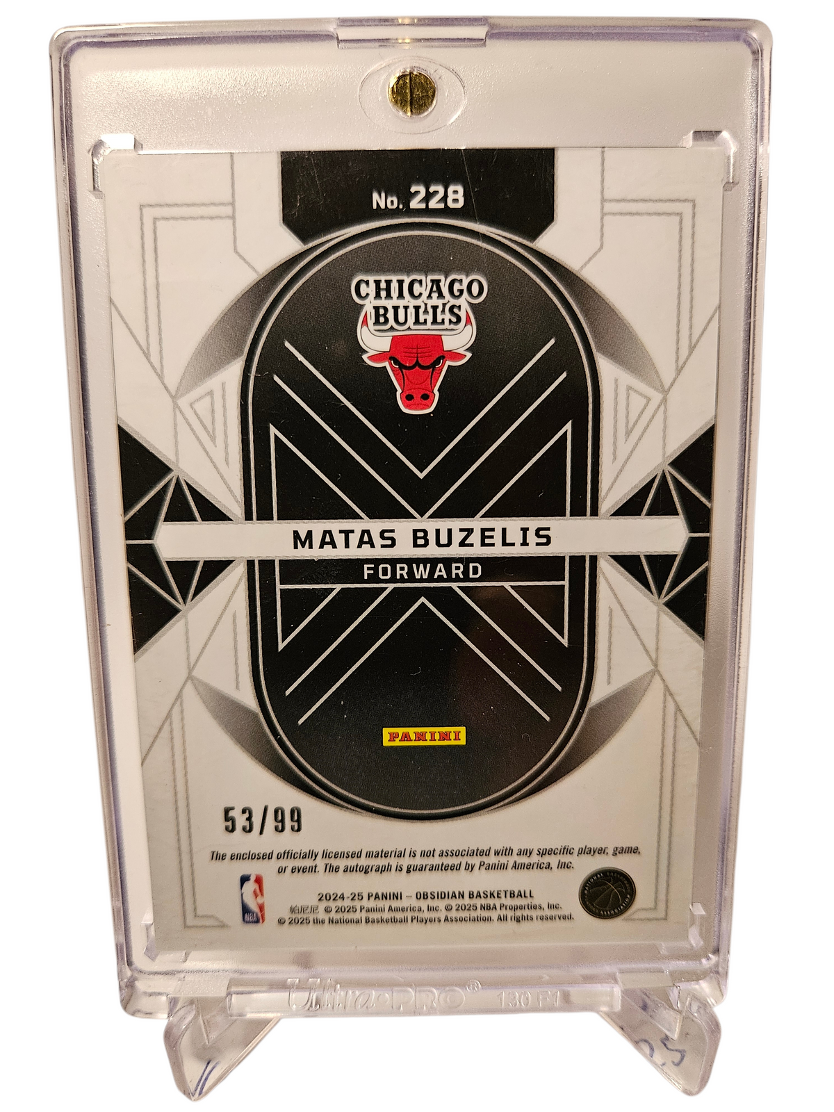 2024-25 Panini Obsidian #228 Matas Buzelis RPA Rookie Card Autograph Orange 53/99