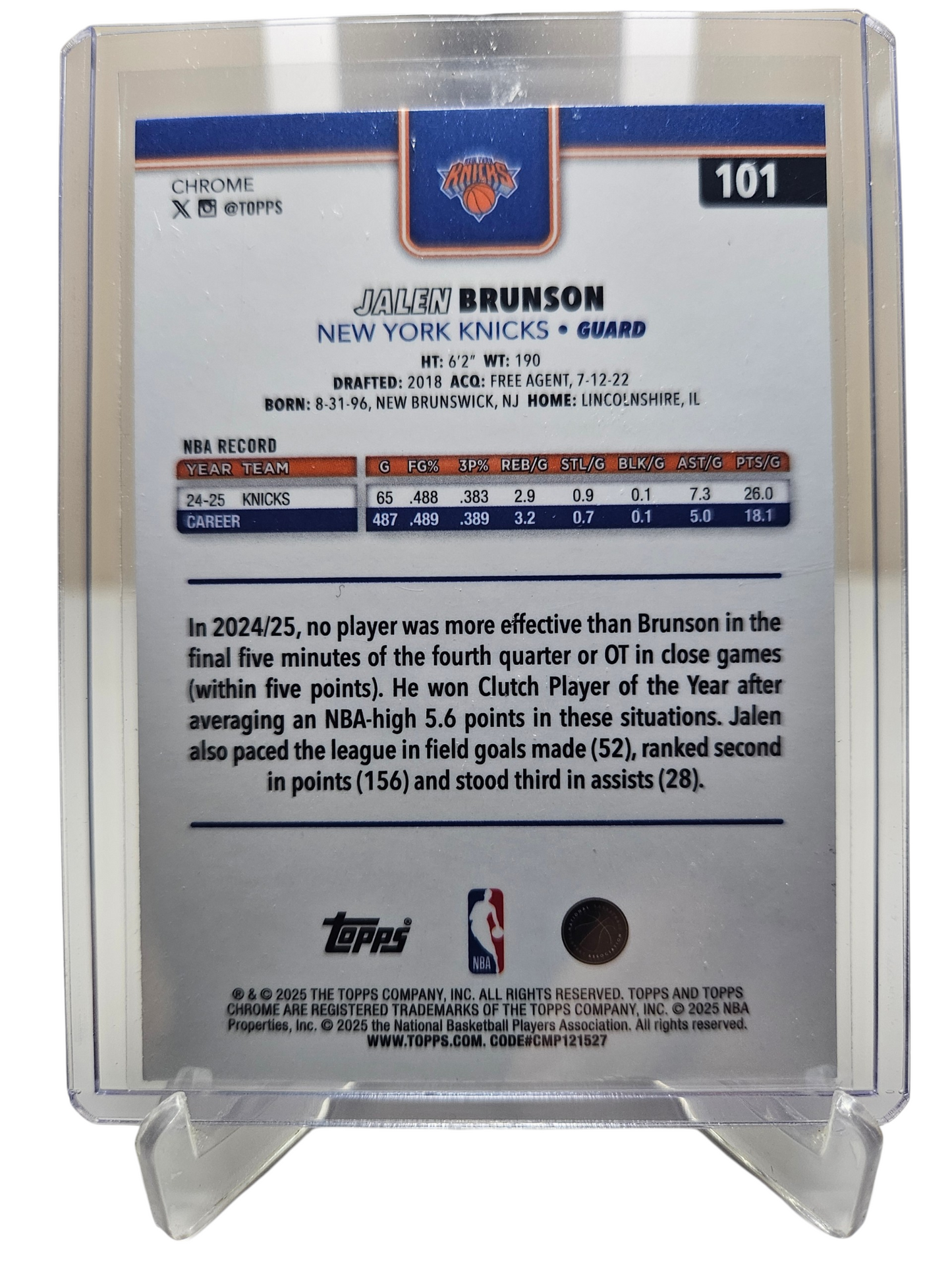2025-26 Topps Chrome #101 Jalen Brunson Xfractor