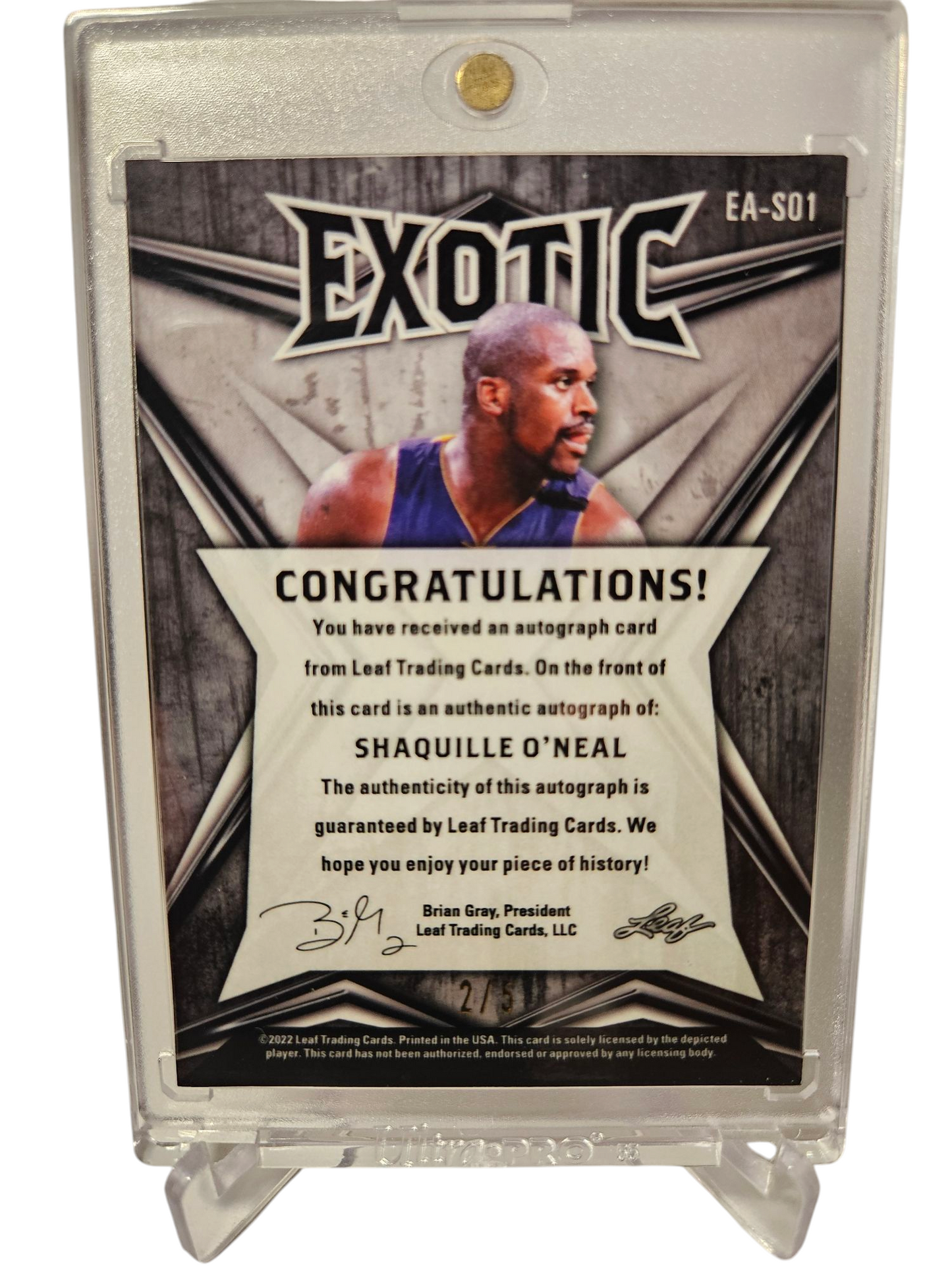 2023 Leaf #EA-SO1 Shaquille O'Neal Exotic Autograph 2/5