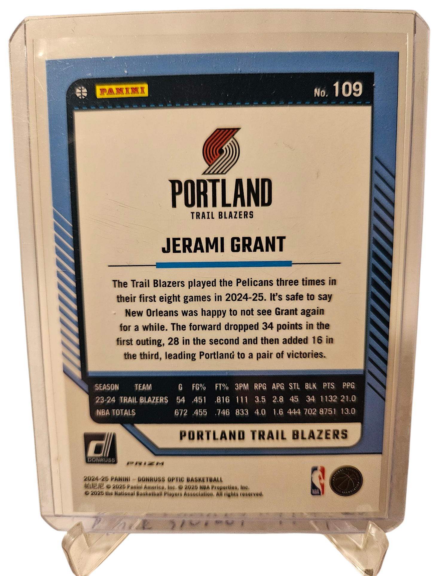 2024-25 Panini Donruss Optic #109 Jerami Grant Silver Holo Prizm