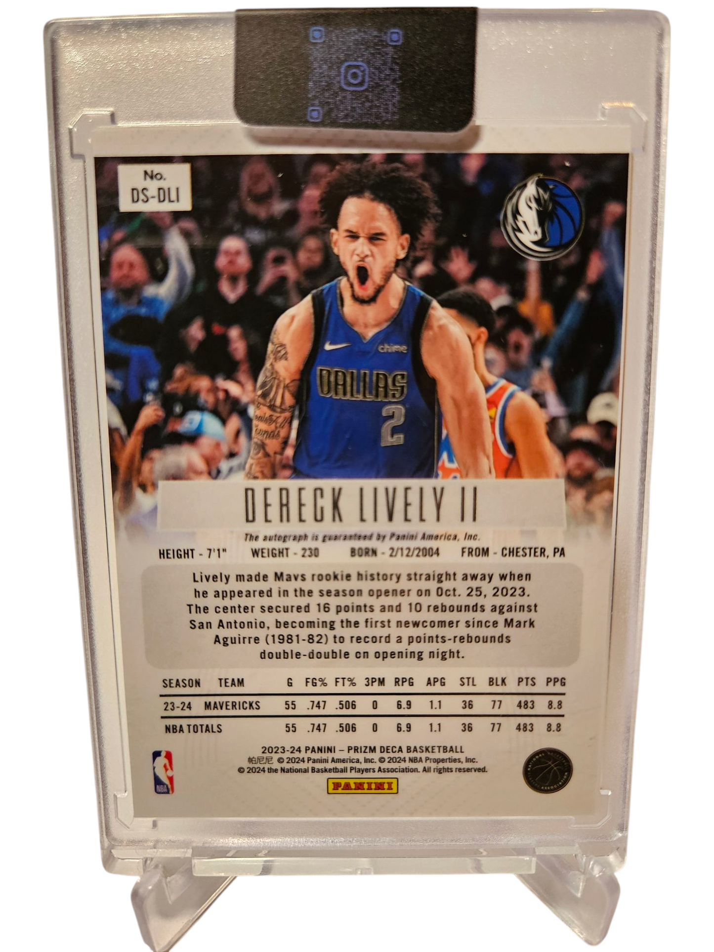 2023-24 Panini Prizm Deca #DS-DLI Dereck Lively II Rookie Card Autograph