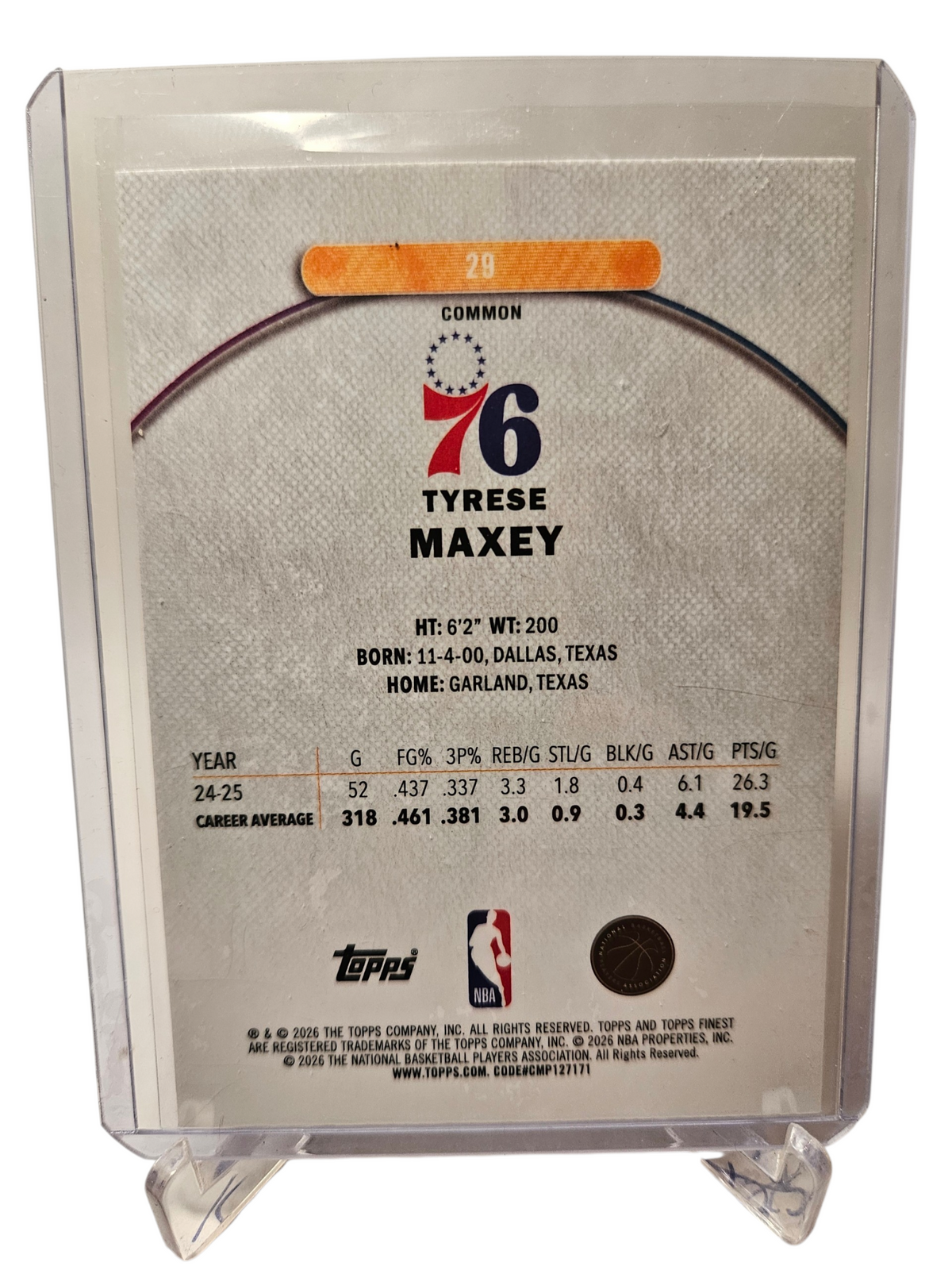 2025 Topps Finest #29Tyrese Maxey Common Oil Slick