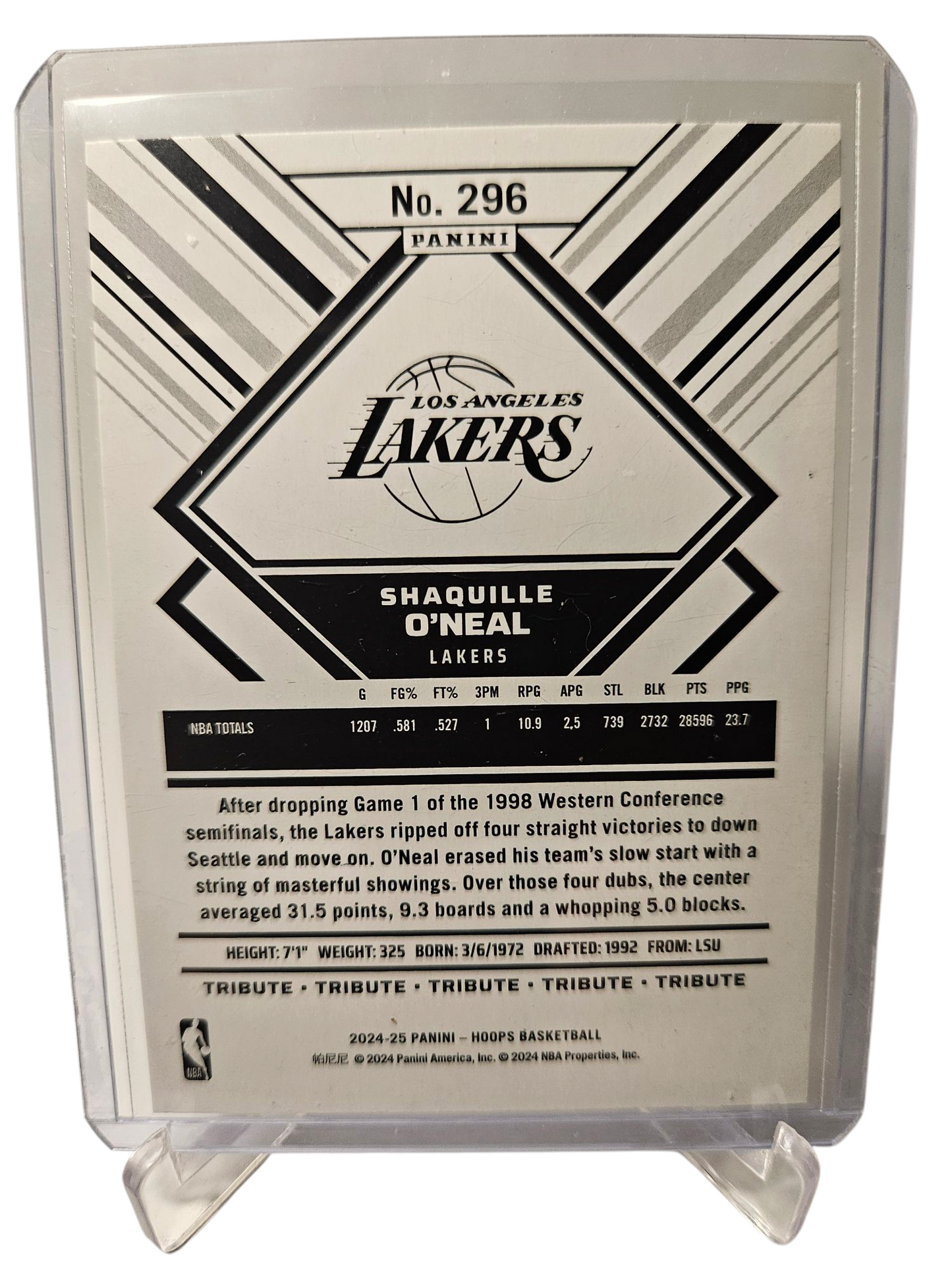 2024-25 Panini Hoops #296 Shaquille O'Neal Hoops Tribute