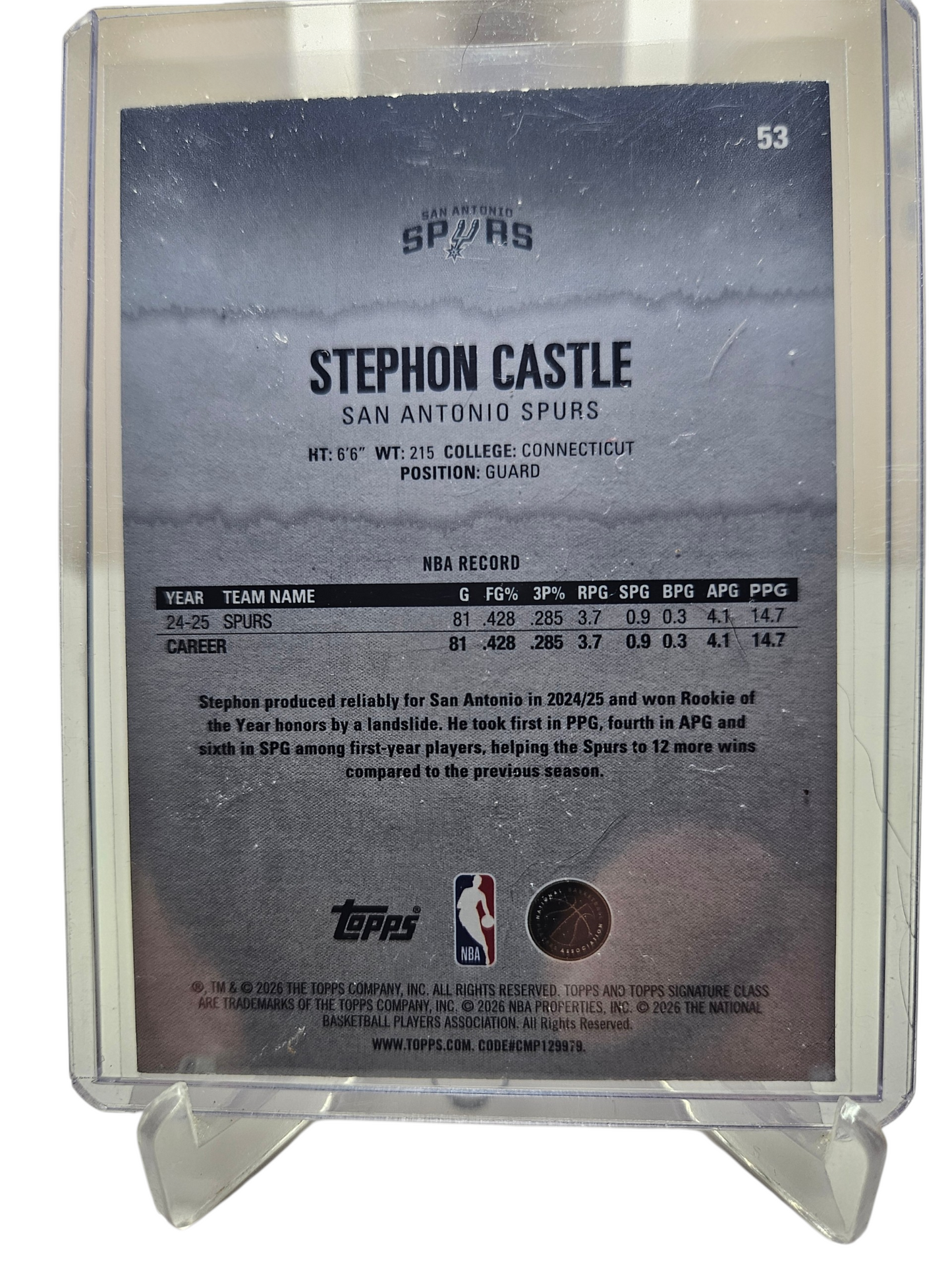 2025-26 Topps Signature Class #53 Stephon Castle