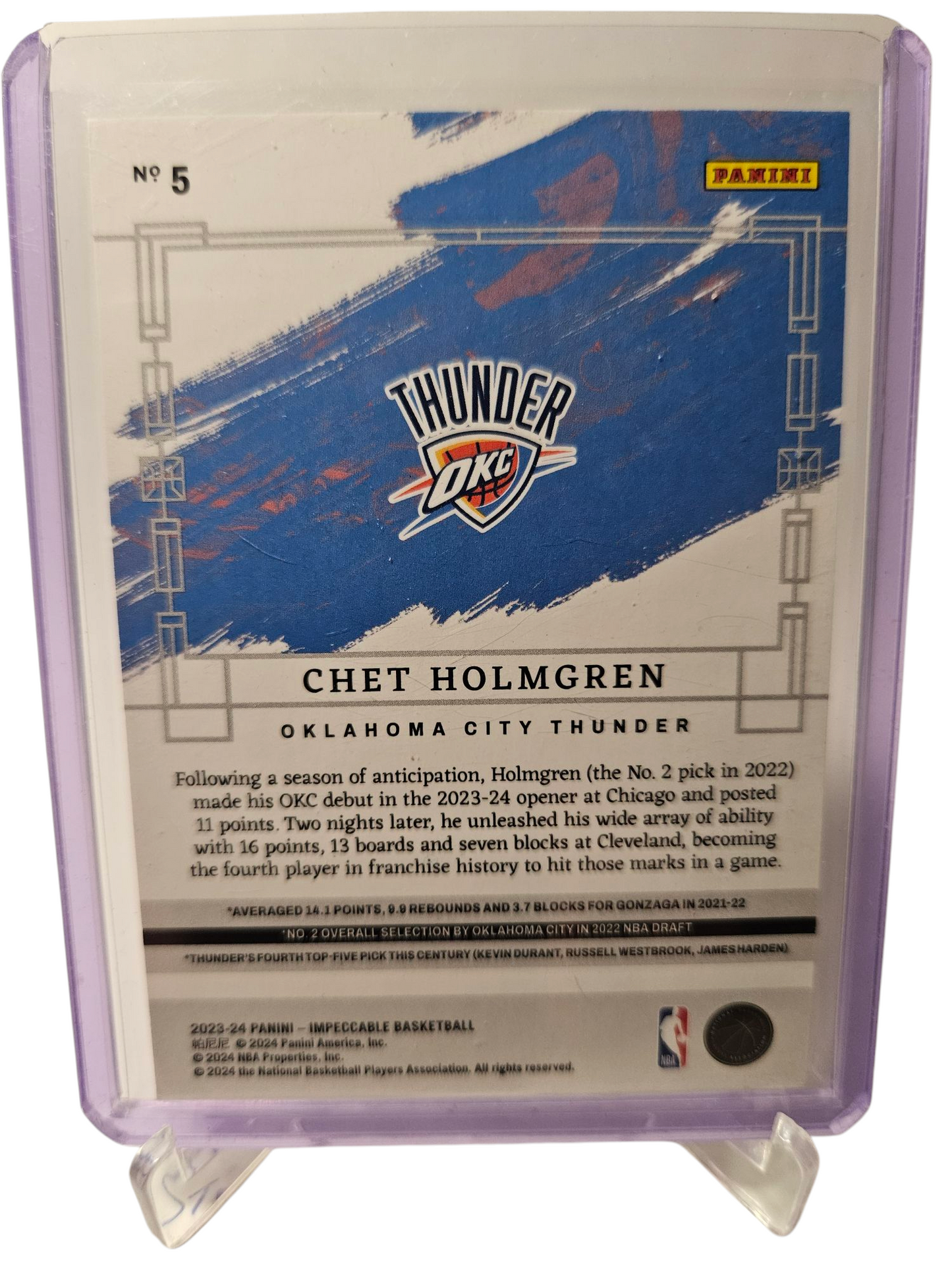 2023-24 Panini Impeccable #5 Chet Holmgren