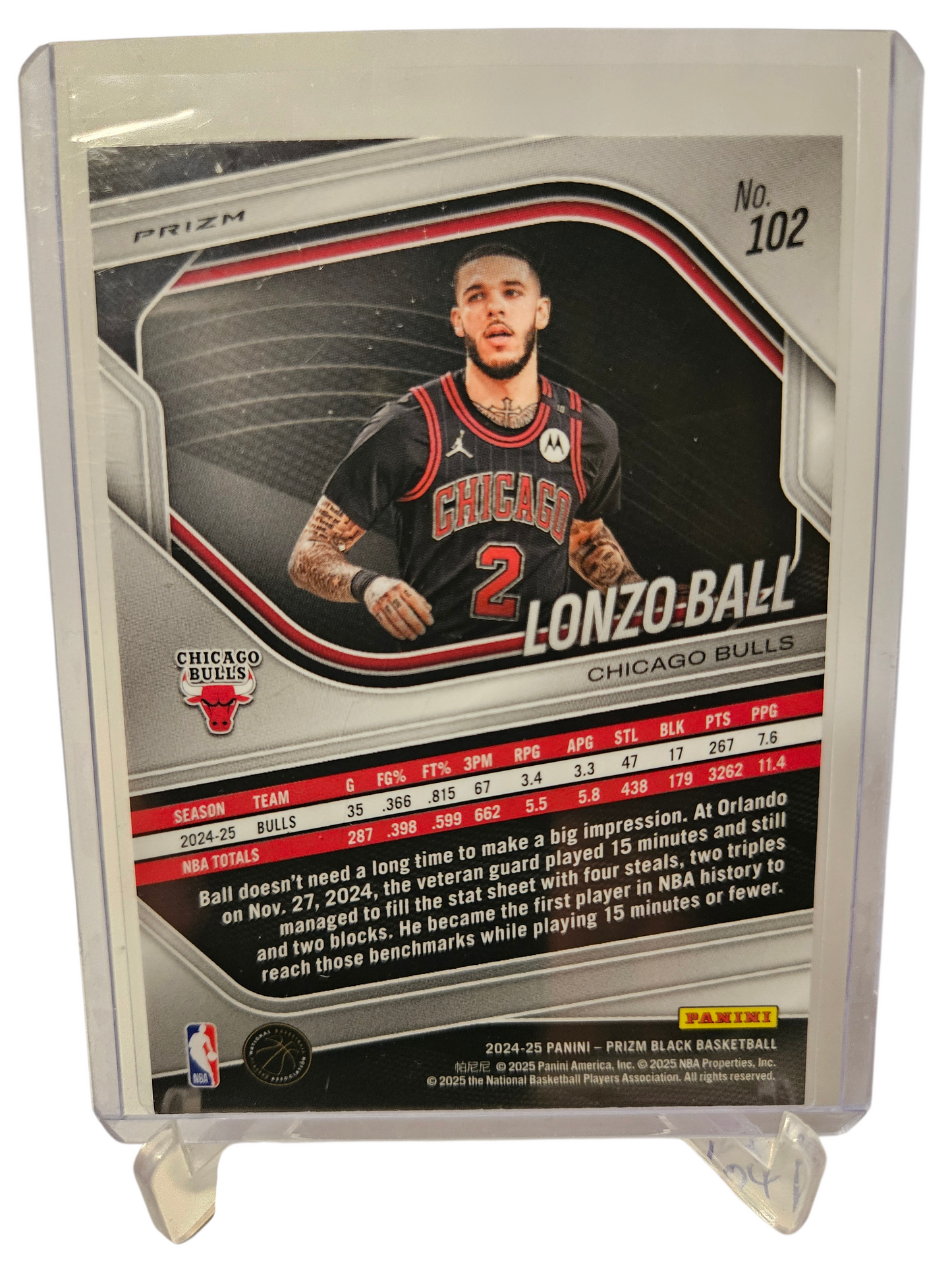 2024-25 Panini Prizm Black #102 Lonzo Ball Red Wave Prizm