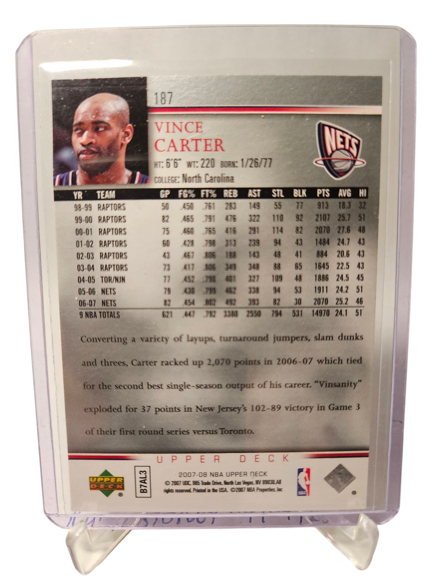2007-08 Upper Deck #187 Vince Carter