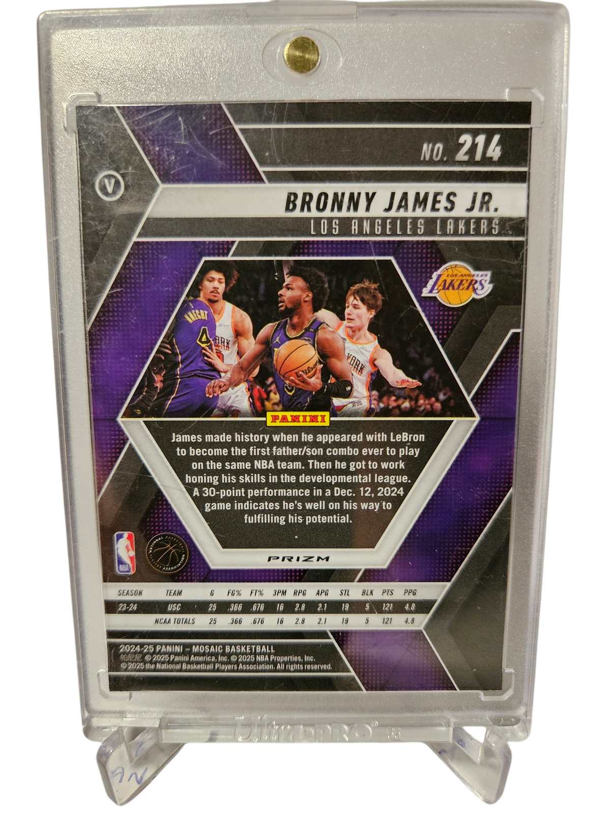2024-25 Panini Mossic #214 Bronny James JR Rookie Card Fastbreak Prizm Variation