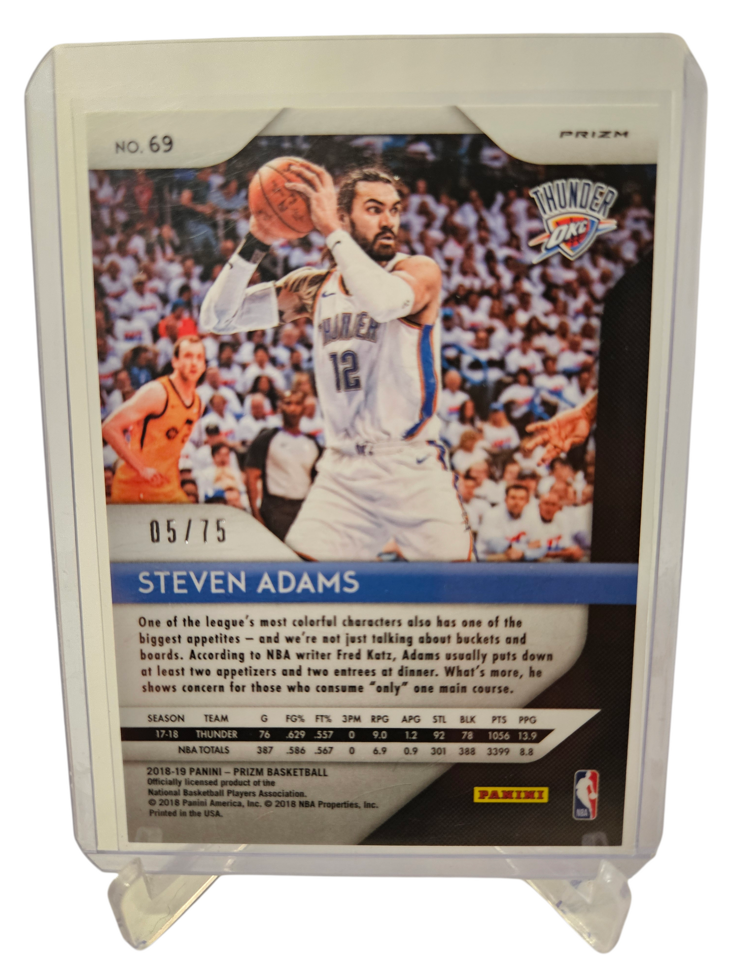 2018-19 Panini Prizm #69 Steven Adams Purple Prizm 05/75