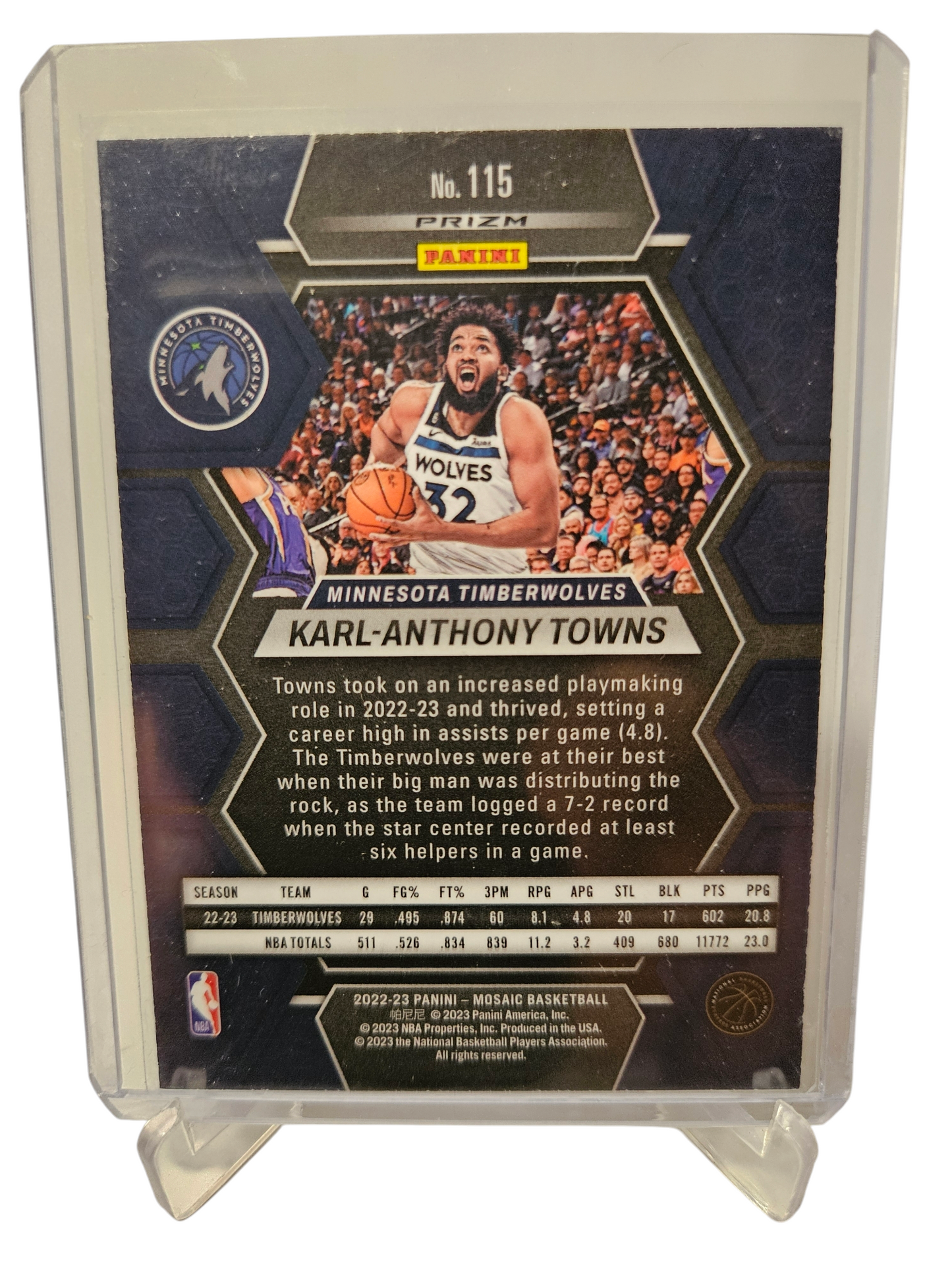 2022-23 Panini Mosaic #115 Karl-Anthony Towns Gold Mosaic Prizm