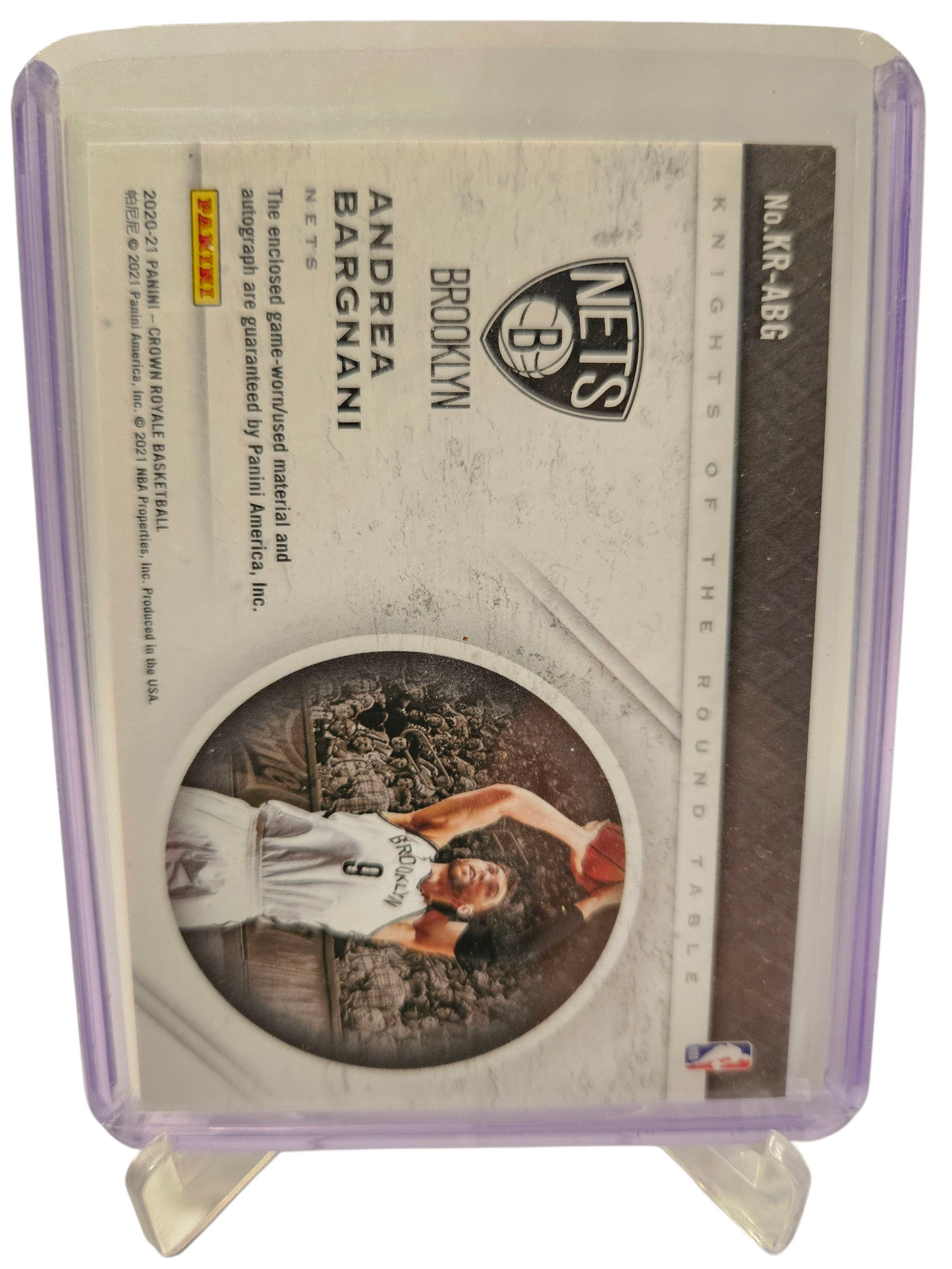 2020-21 Panini Crown Royale #KR-ABG Andrea Bargnani Knights Of The Round Table Game Worn Patch Autograph 20/99