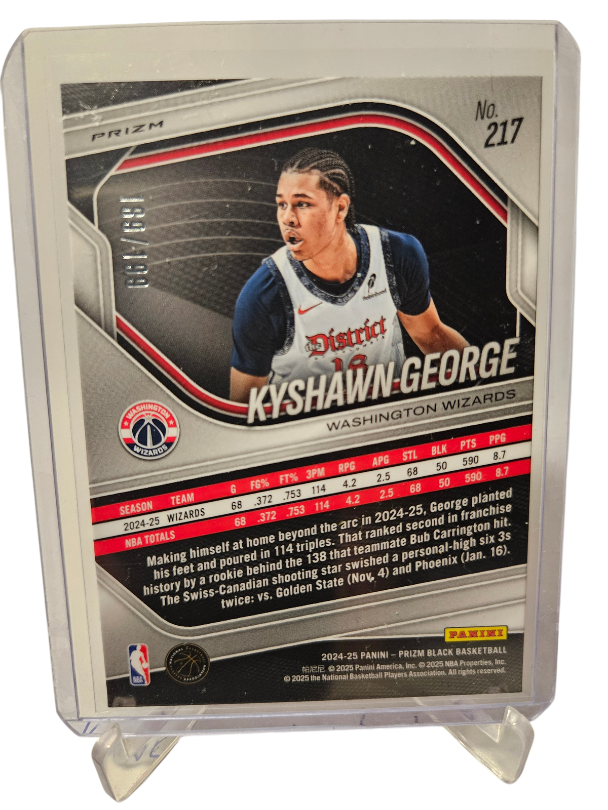 2024-25 Panini Prizm Black #217 Kyshawn George Blue Prizm 189/199