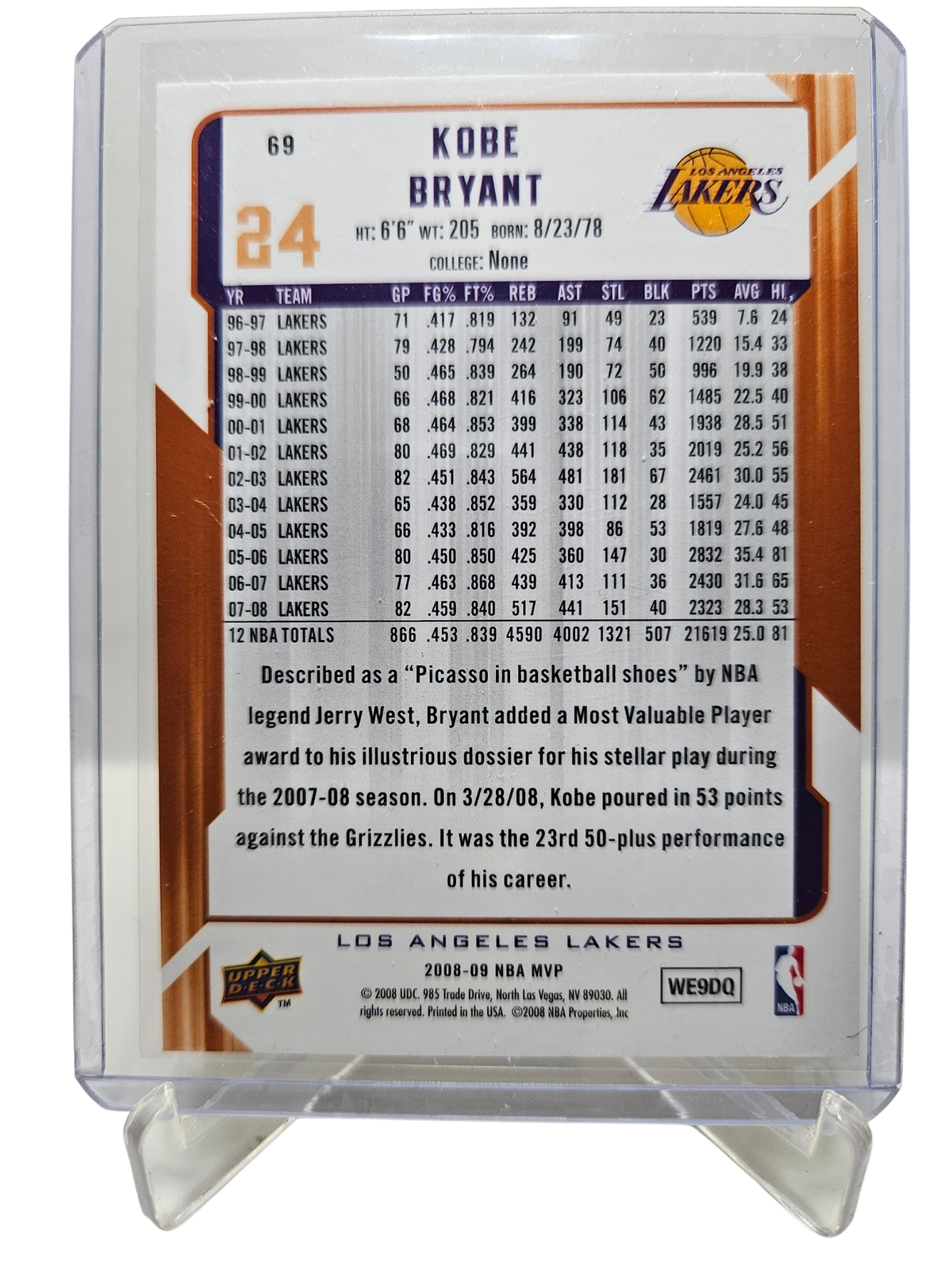 2008-09 Upper Deck #69 Kobe Bryant MVP