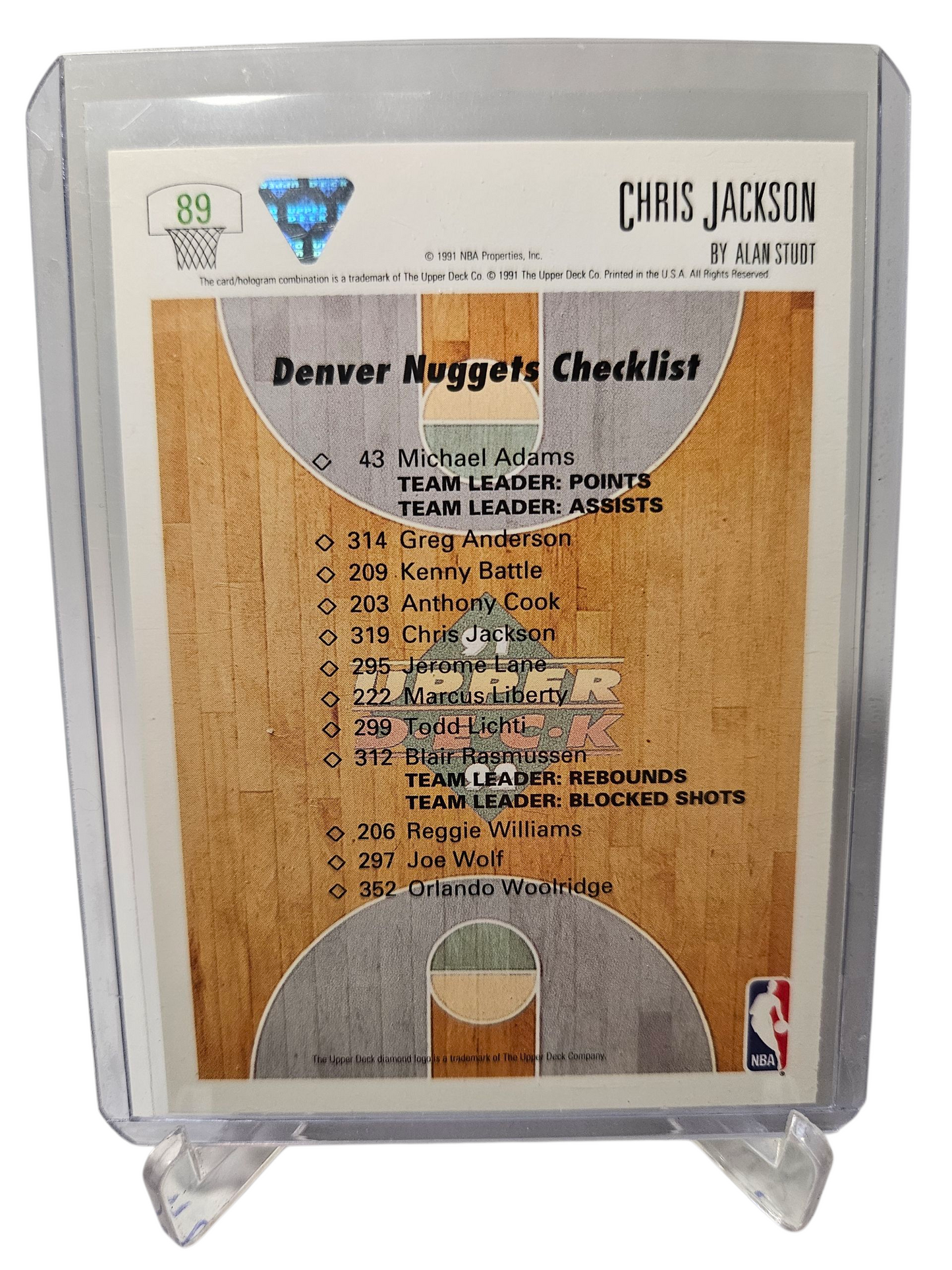 1991 Upper Deck #89 Chris Jackson Denver Nuggets Checklist