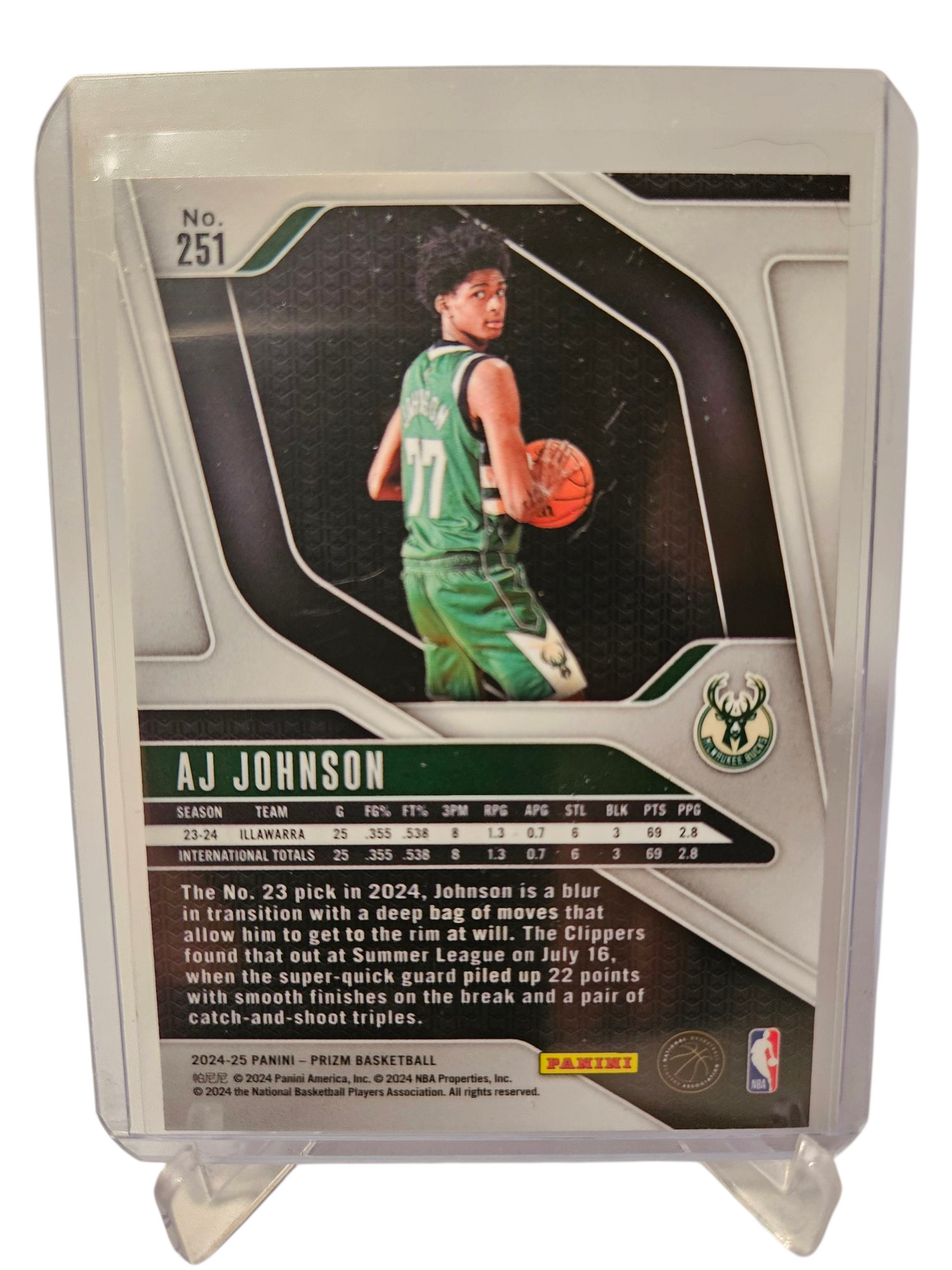 2024-25 Panini Prizm #251 AJ Johnson Rookie Card