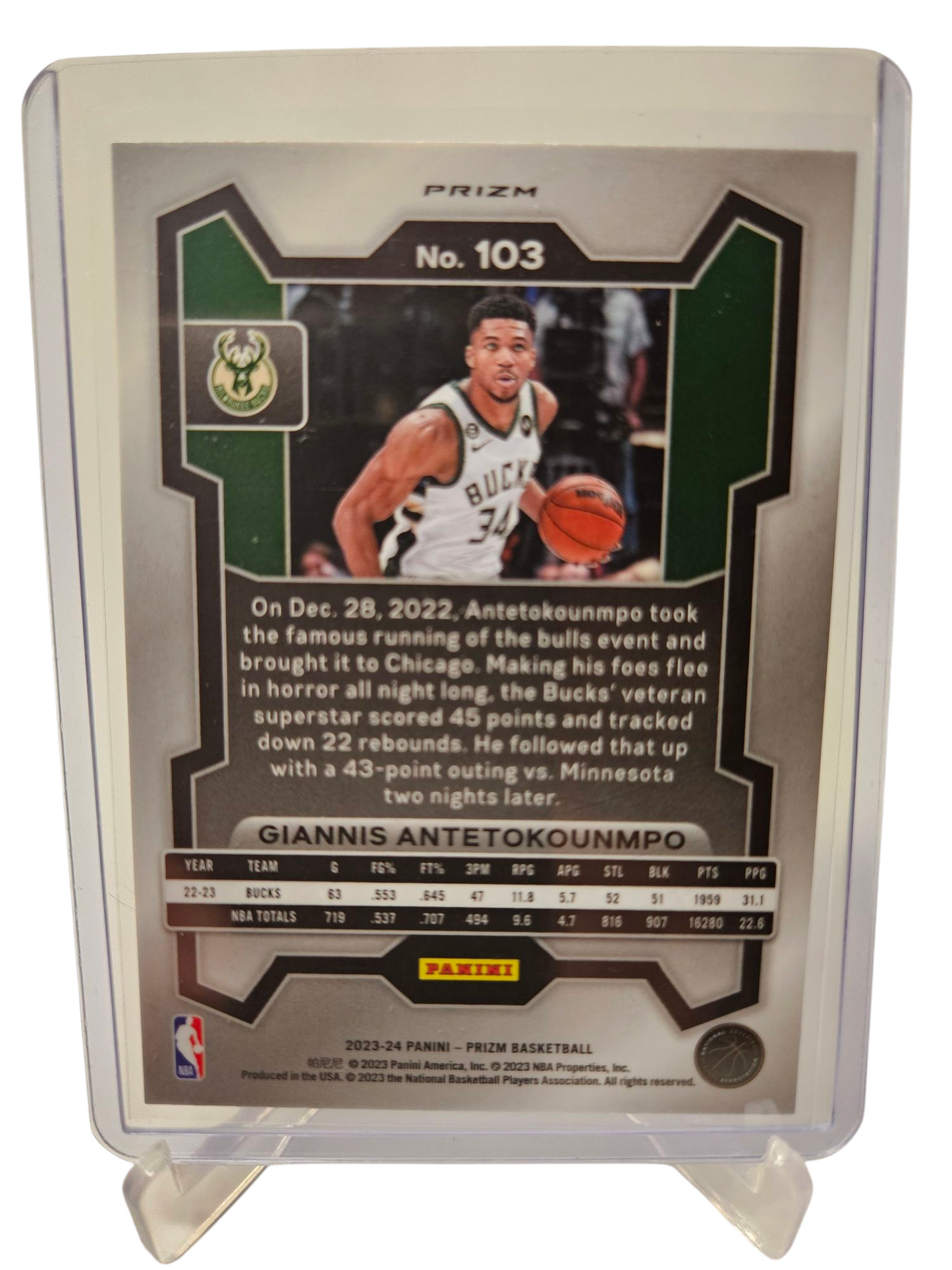 2023-24 Panini Prizm #103 Giannis Antetokounmpo Silver Prizm