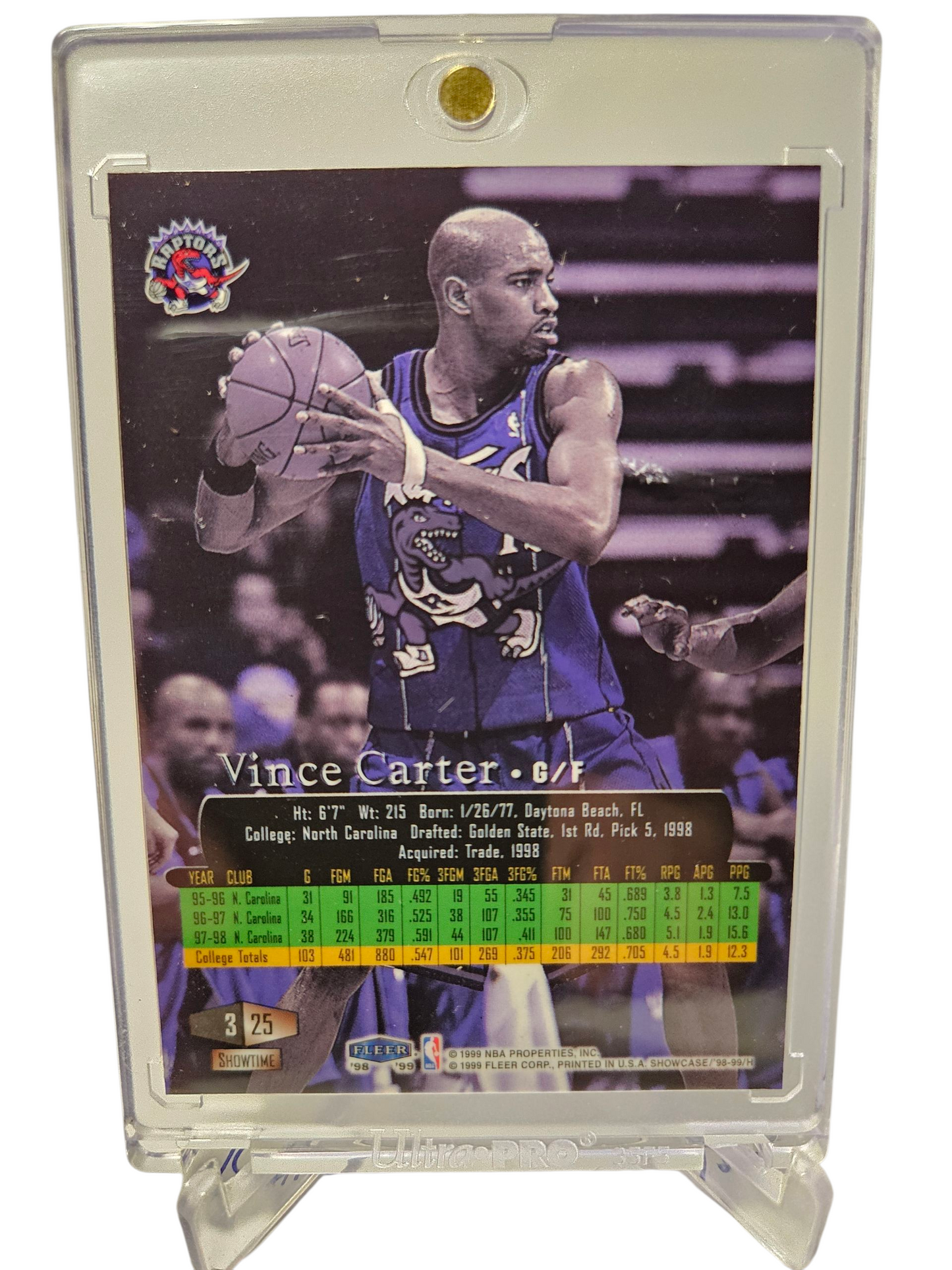 1998-99 Fleer #3-25 Vince Carter Rookie Card Flair Showcase Power