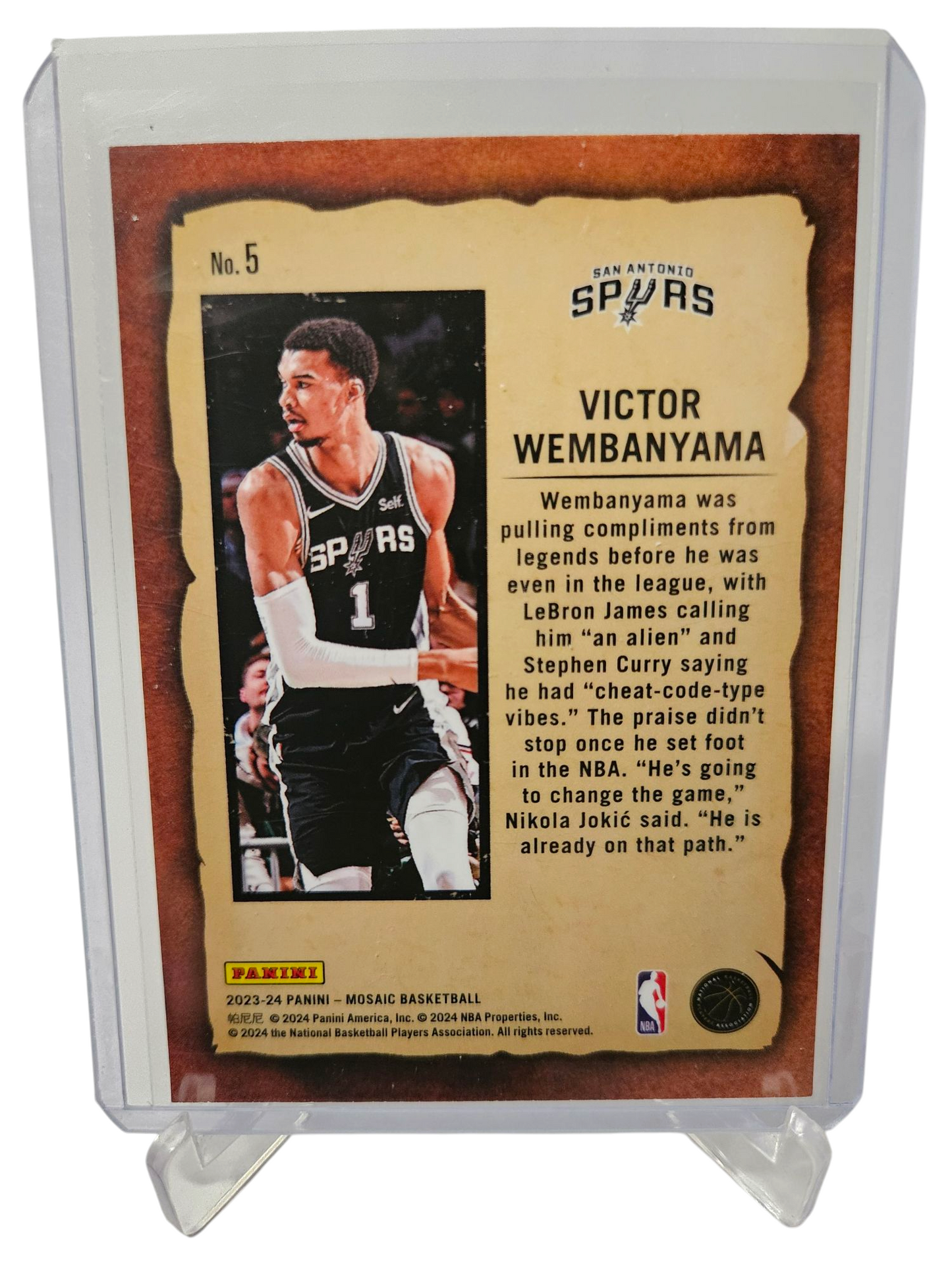 2023-24 Panini Mosaic #5 Victor Wembanyama Rookie Card Notoriety