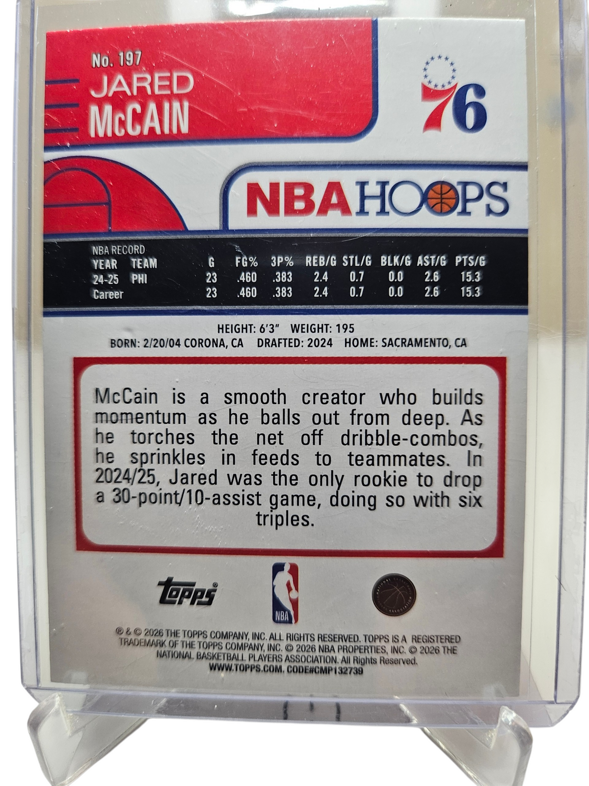 2025-26 Topps Hoops #197 Jared McCain Rainbow Foil