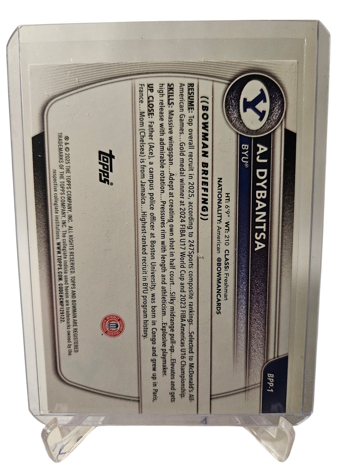 2025 Topps Bowman #BPP-1 AJ Dybantsa 1st Bowman No1 Draft Pick