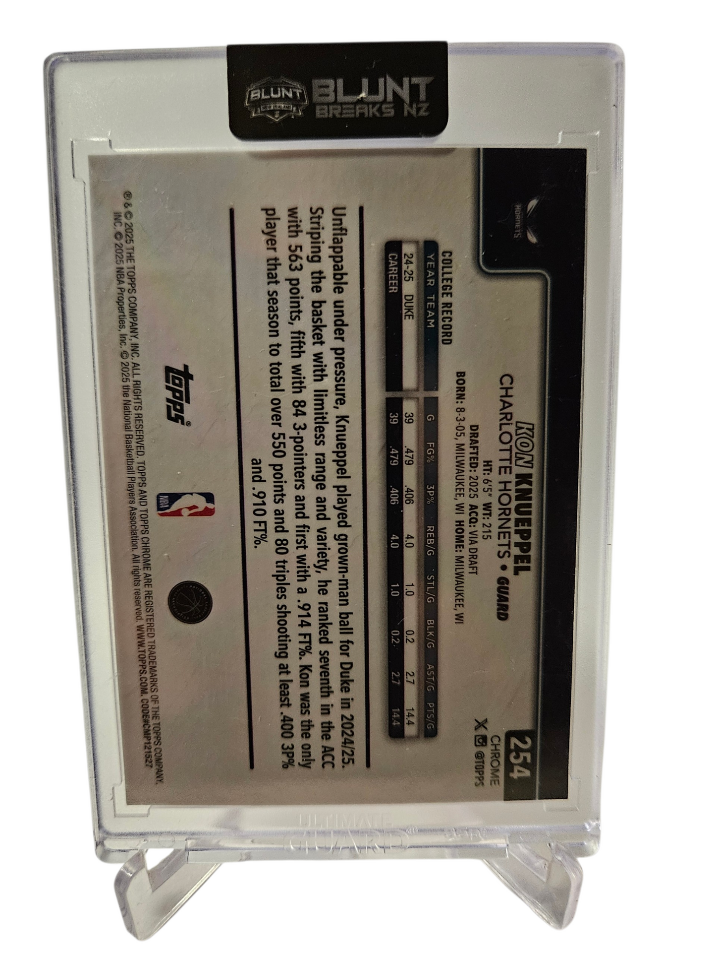 2025 Topps Chrome #254 Kon Knueppel Rookie Card Image Variation SSP