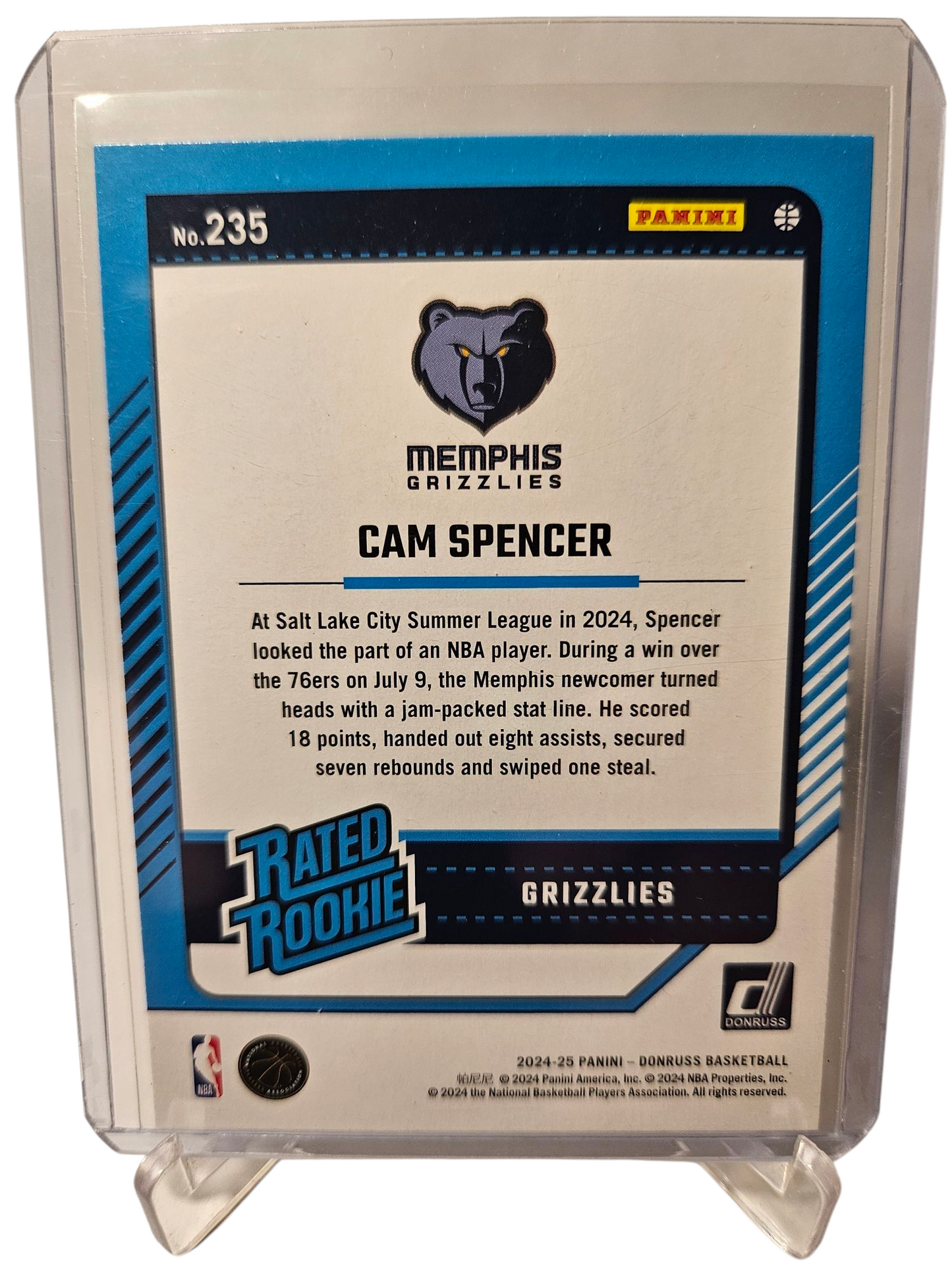 2024-25 Panini Donruss #235 Cam Spencer Rookie Card